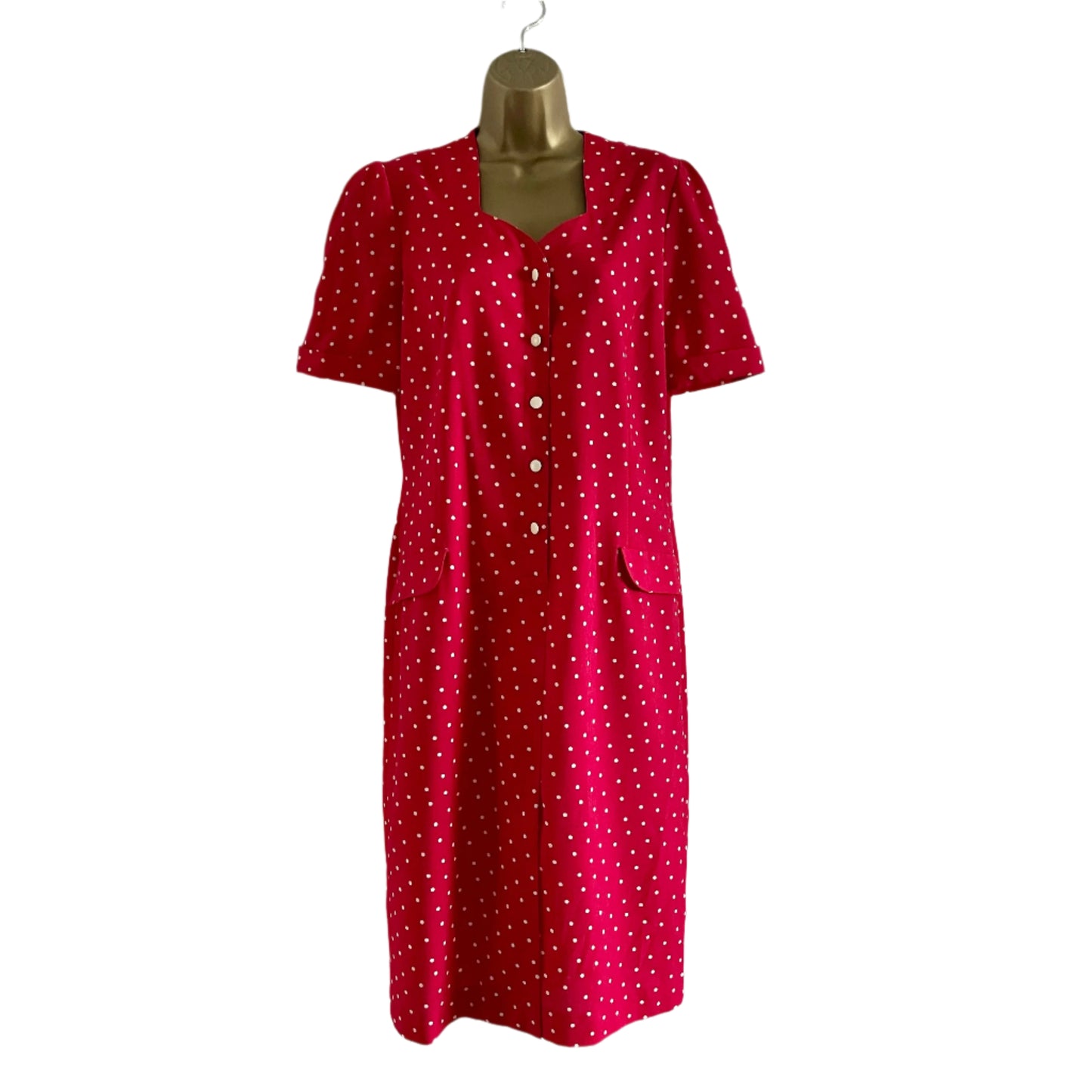 Vintage Midi Red & White Polka Dot Weinberg Paris Dress