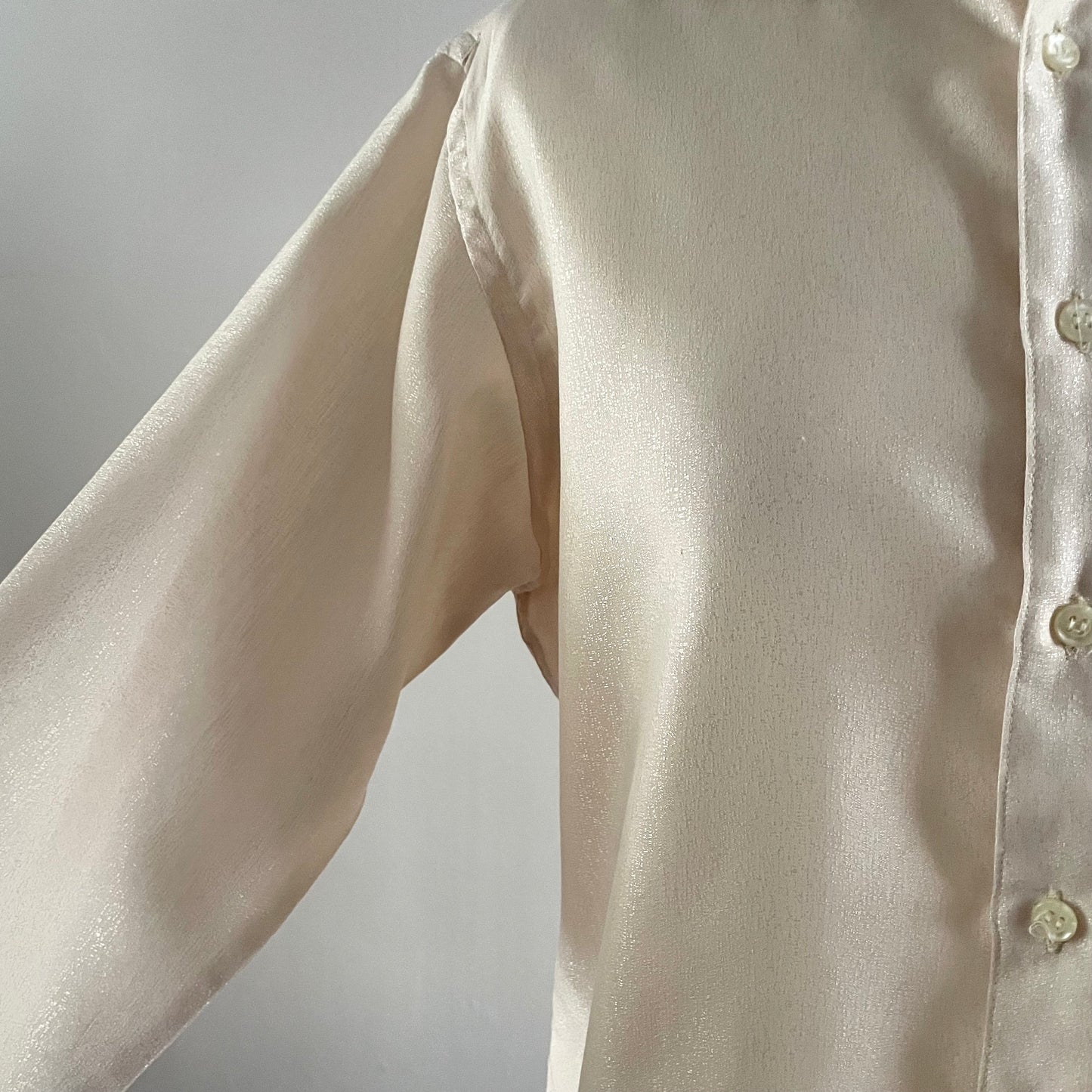 Blouse Vintage Pierre Balmain Sparkly Cream Shirt Monsieur