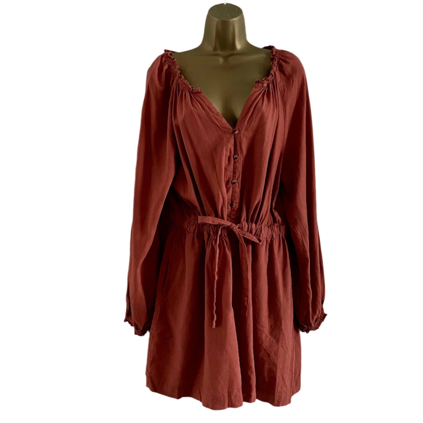 Fat Face Preloved Orange Long Sleeve Jumpsuit Playsuit