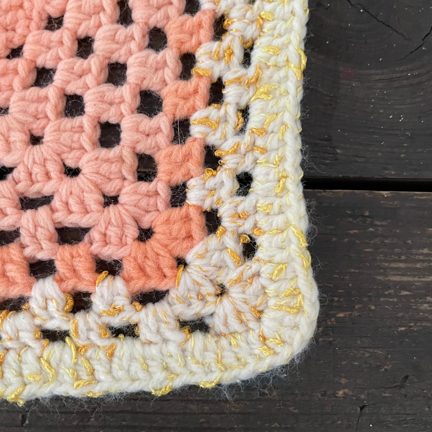 Doily Vintage Crochet Granny Square in Pink and Peach