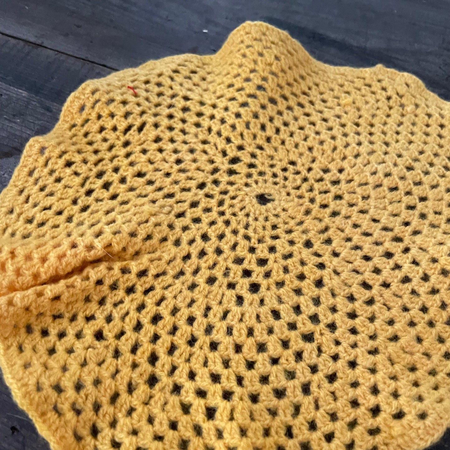 Doily Vintage Set of Two Yellow Orange Round Crochet Placemats