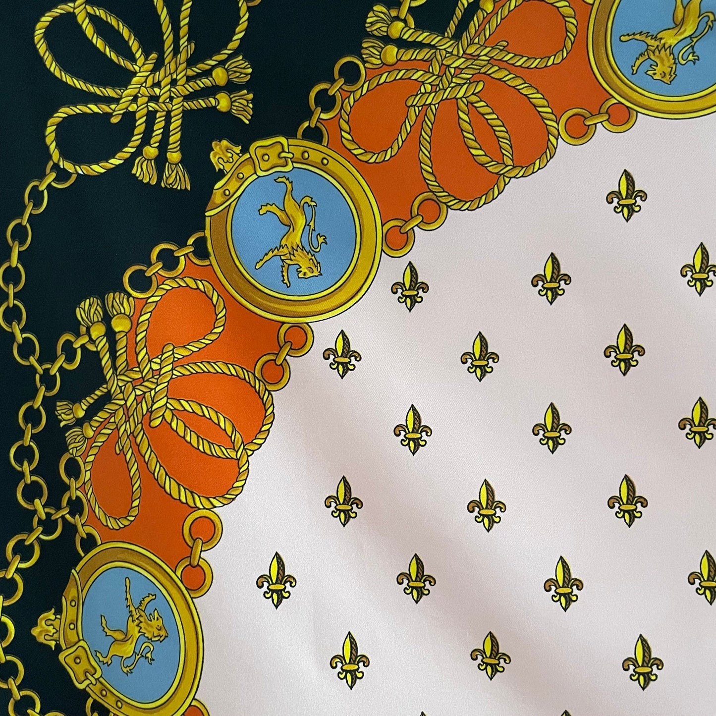 Scarf Vintage Jean de Bahrein Navy Blue Pink Nautical Design