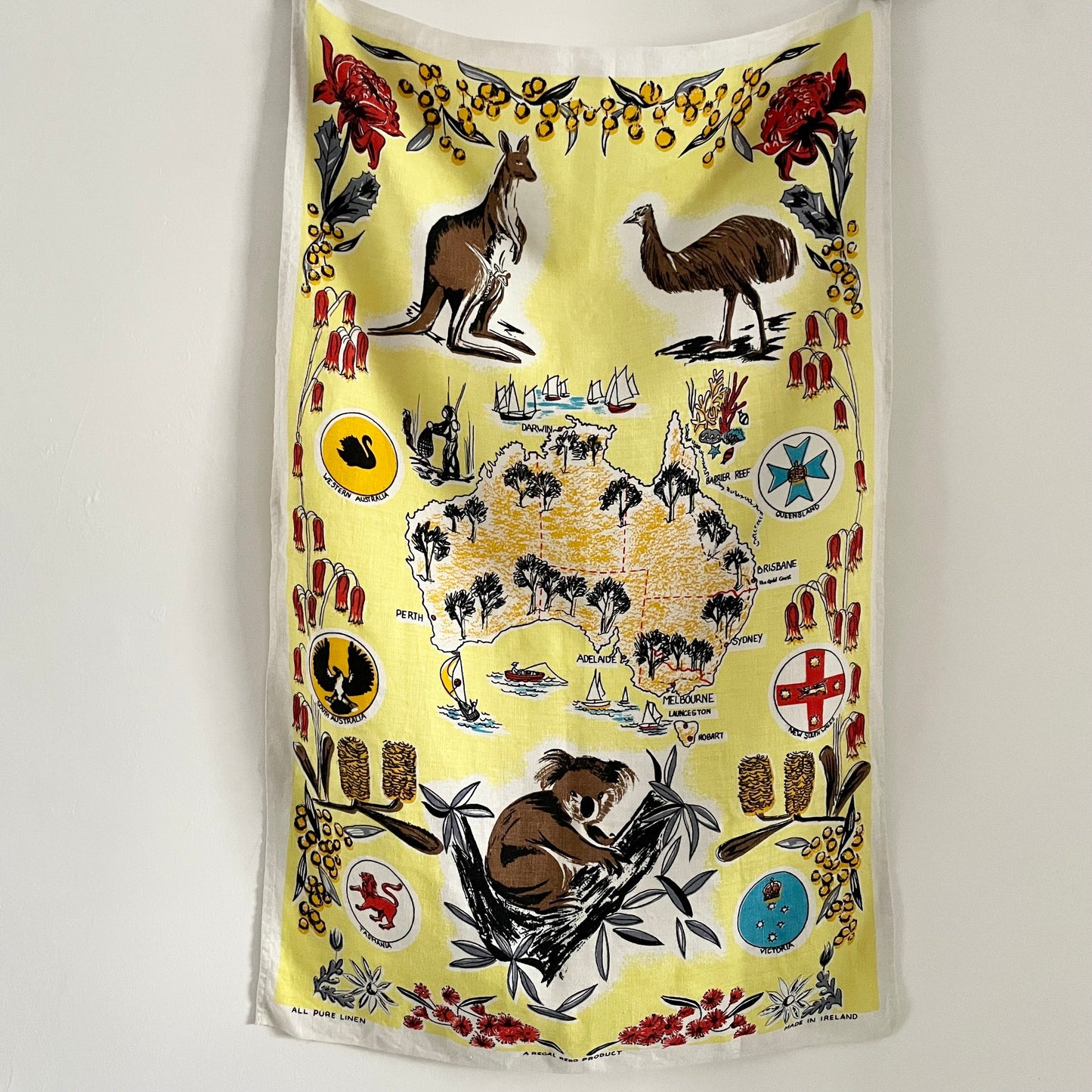Tea Towel Novelty of Australia Pure Linen Made in Ireland