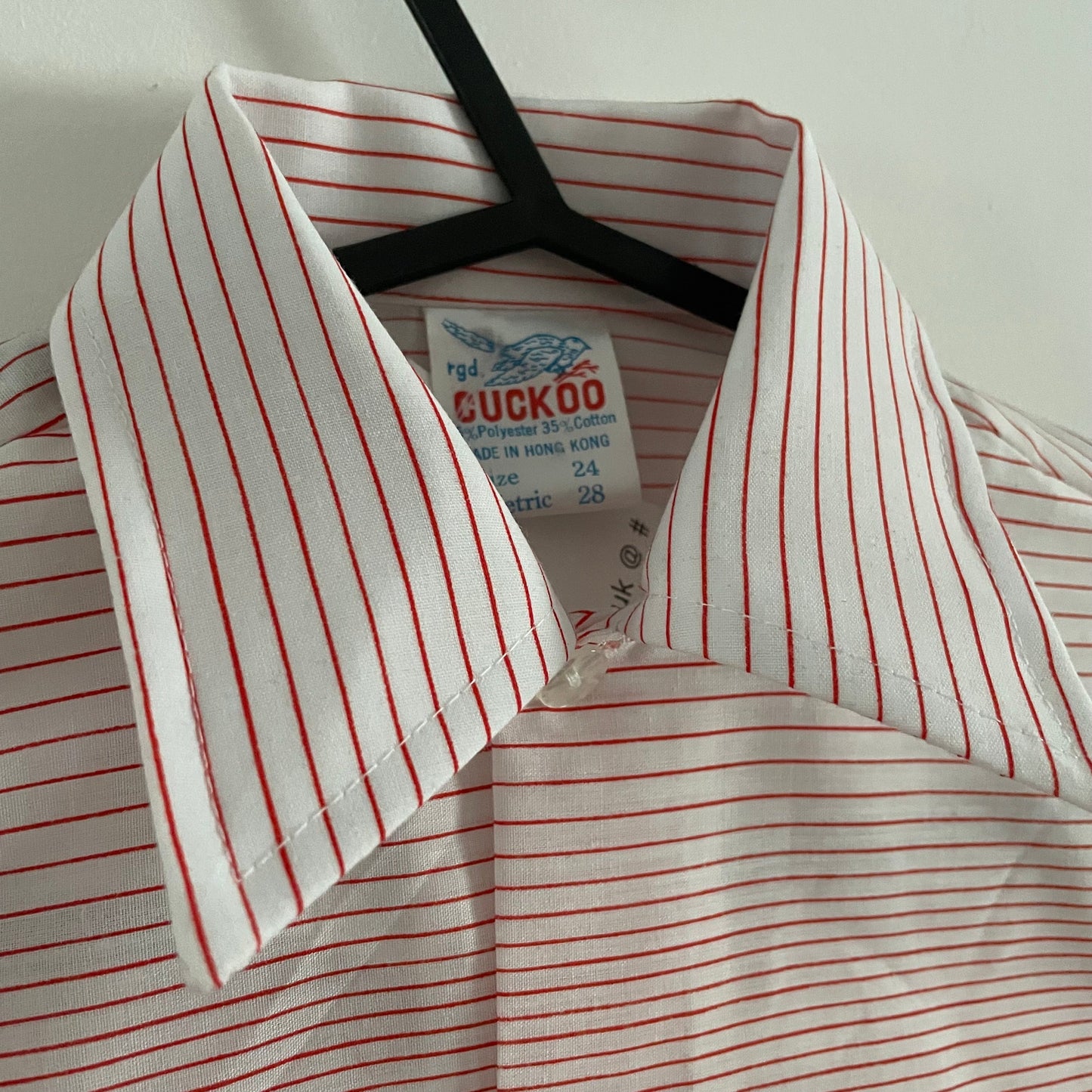 Shirt Vintage Cuckoo Nautical Design Dagger Collar Red & White