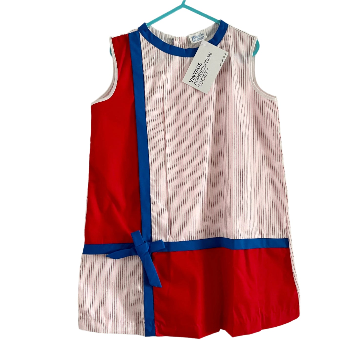 Vintage Deadstock Blue Red & White Children's Stripe Shift Dress