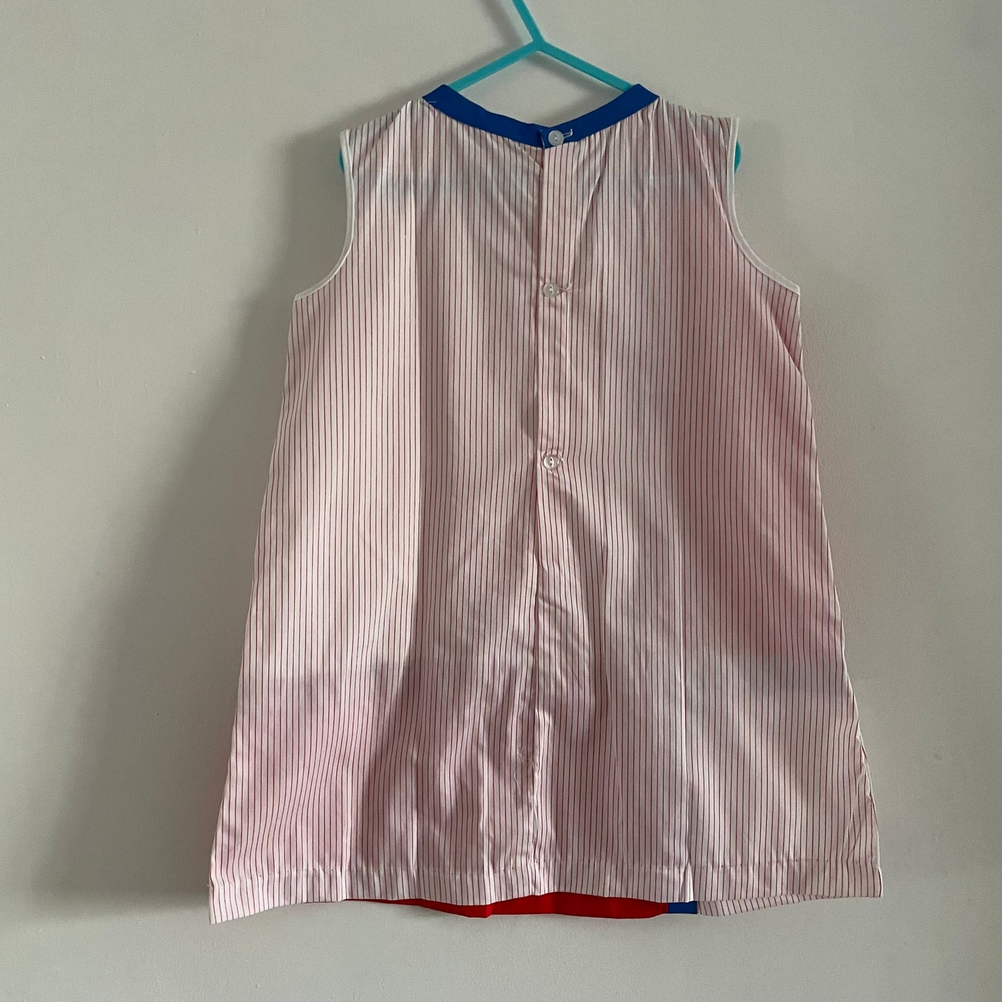 Vintage Deadstock Blue Red & White Children's Stripe Shift Dress