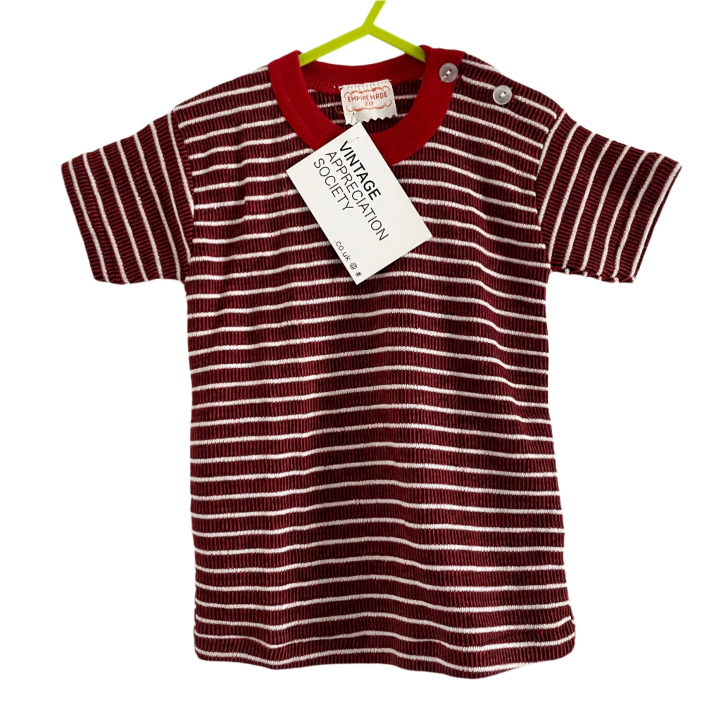 TShirt Vintage Deadstock Red and White Striped Children's Jersey Knit