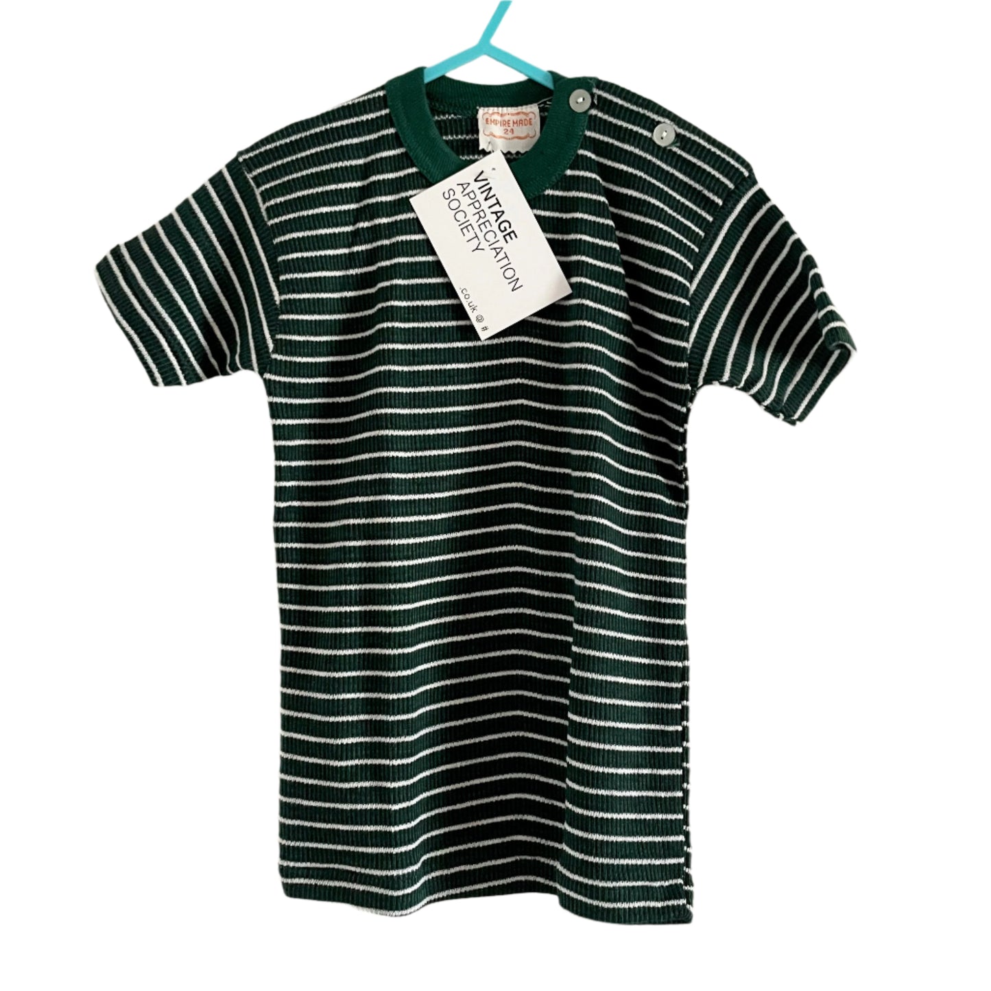 Tee Vintage Deadstock Empire Green and White Striped Childrens T-shirt