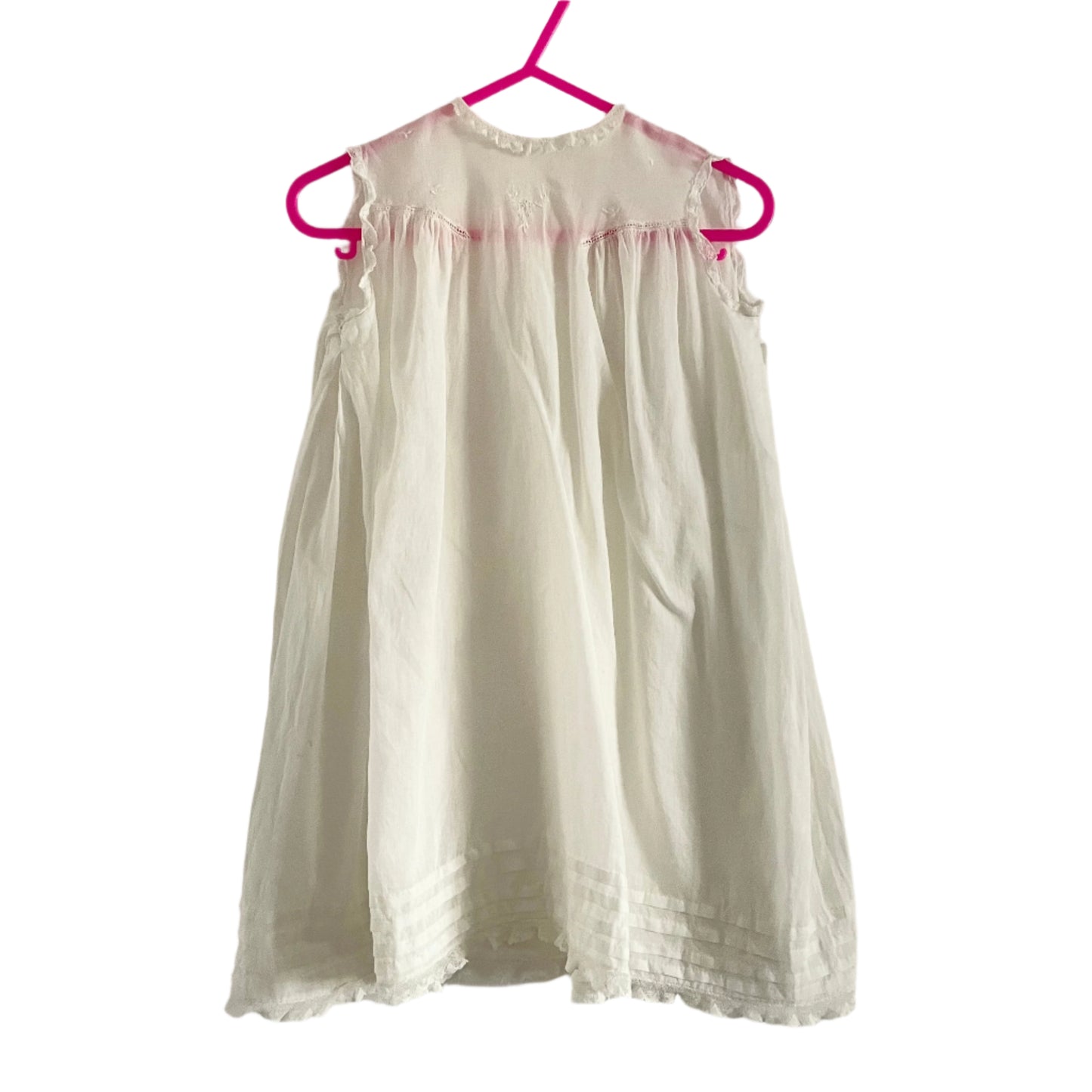 White Embroidered Baby Dress Sleeveless Button Fastening