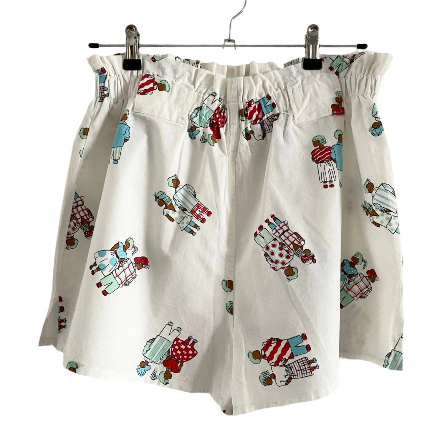 Shorts1930s Thirties Vintage Cotton People Print Paper Bag Shorts