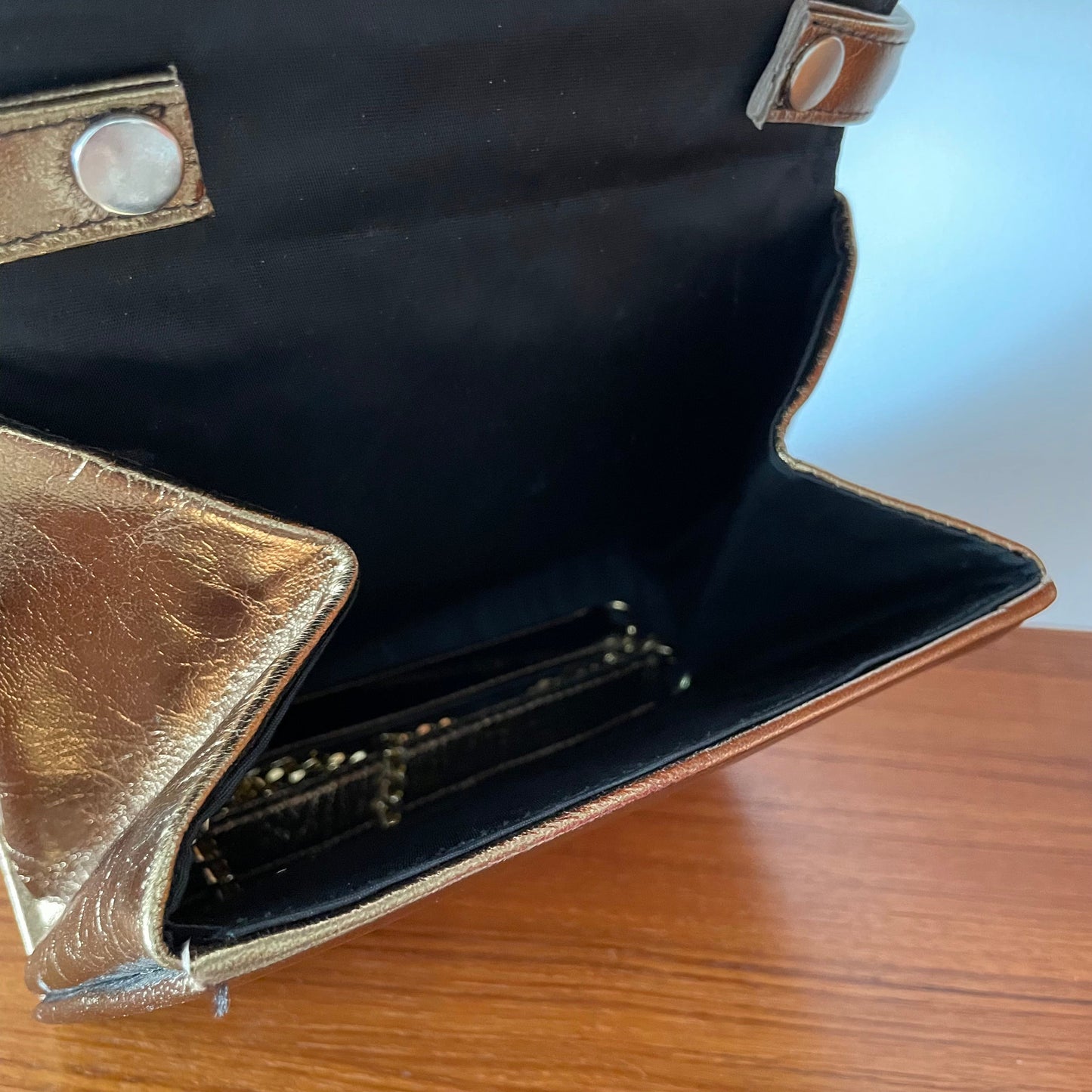 Gold Top Handle Handbag with Elephant Hardware Vintage