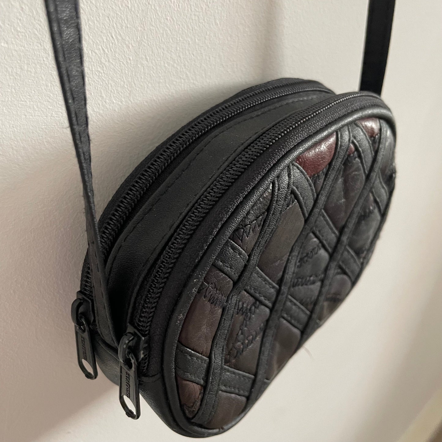 Small Multi Coloured Round Patchwork Leather Vintage Bag