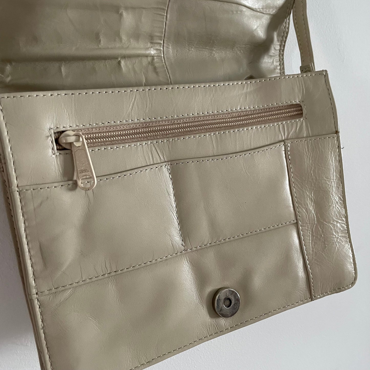 Vintage Cream Beige Envelope Tartan Shoulder Handbag