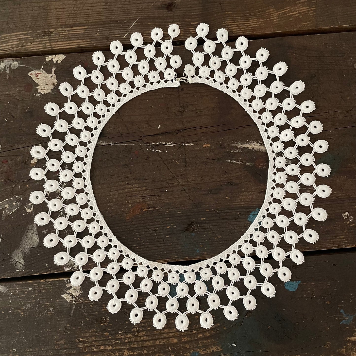 Antique Victorian Round Cotton Lace Circle Pattern Collar
