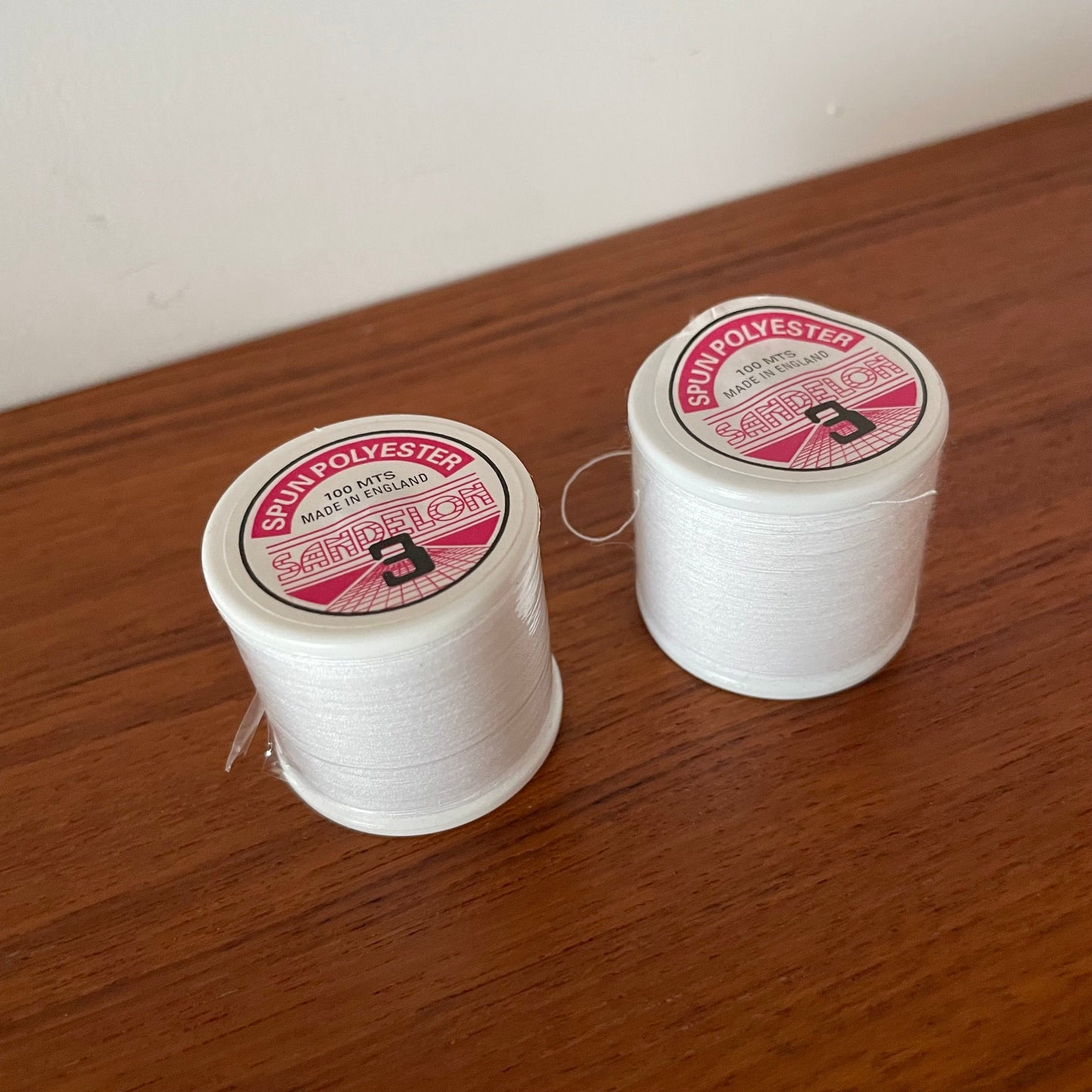 Thread Vintage Sandelon 3 Spun Polyester Thread Reels x 2 Made in England