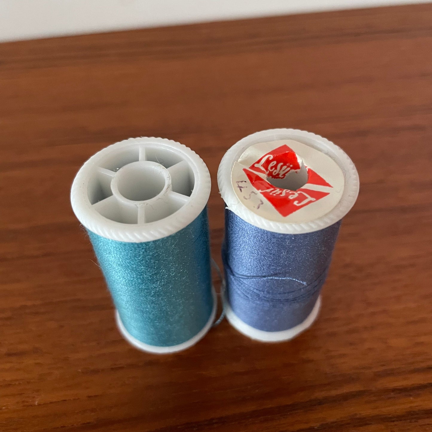 Vintage Blue Thread Reels x2 Lesur 120s Spun Polyester 100 Metres