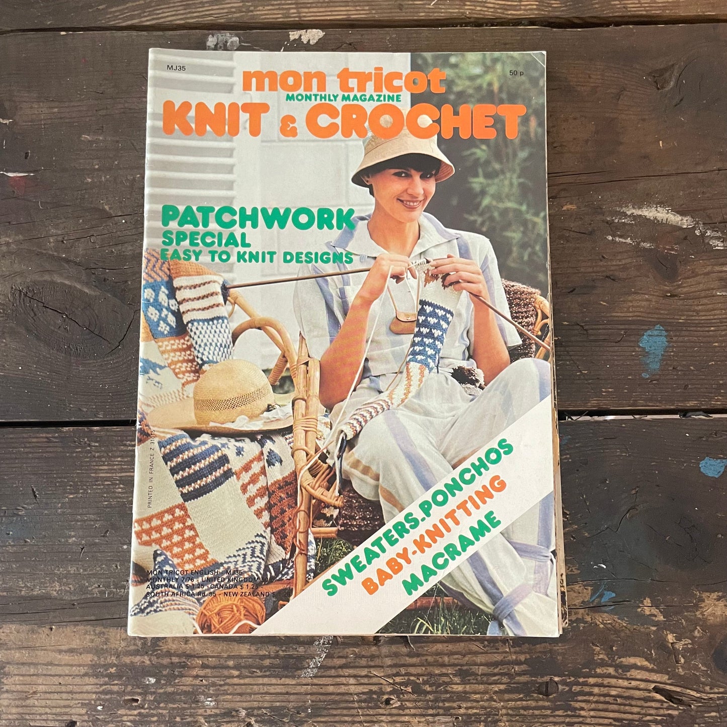 Magazine Vintage Job Lot 3x Mon Tricot Knit and Crochet MJ27, MJ34, MJ35 Monthly Magazines 70s Paper Ephemera