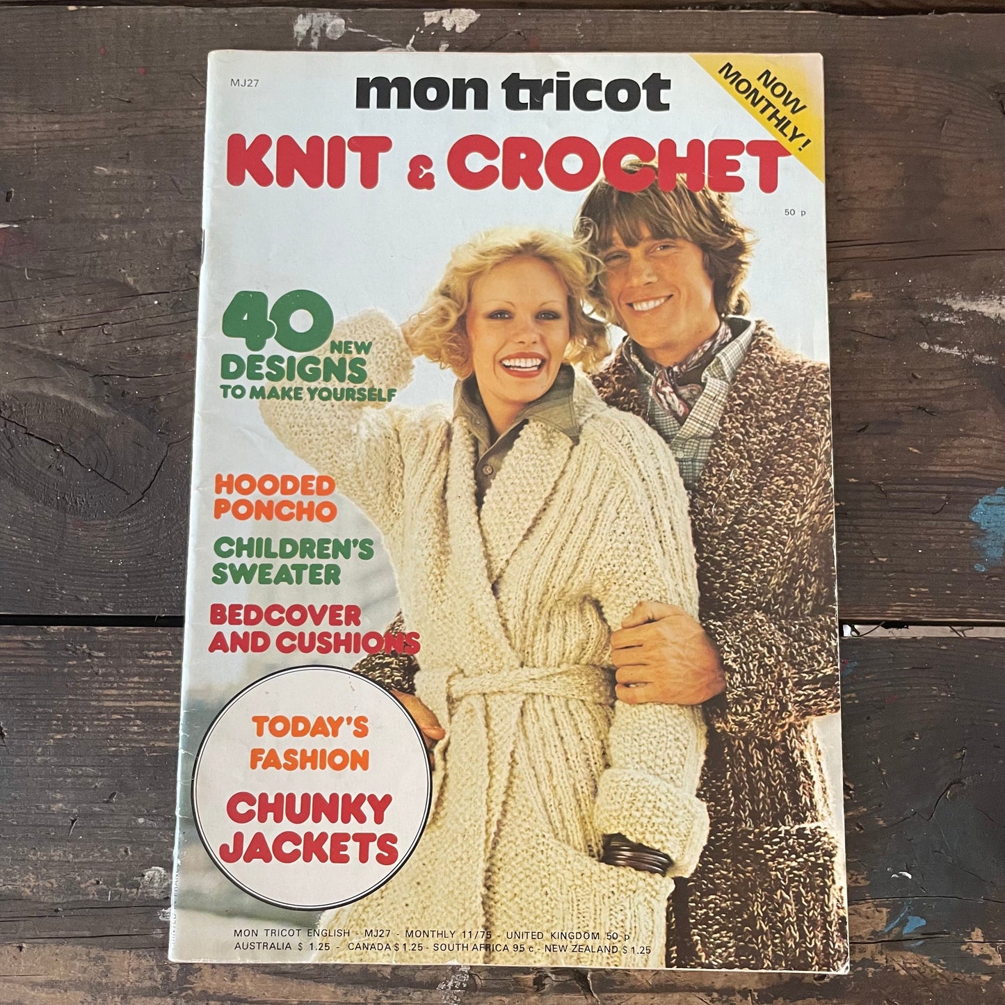 Magazine Vintage Job Lot 3x Mon Tricot Knit and Crochet MJ27, MJ34, MJ35 Monthly Magazines 70s Paper Ephemera