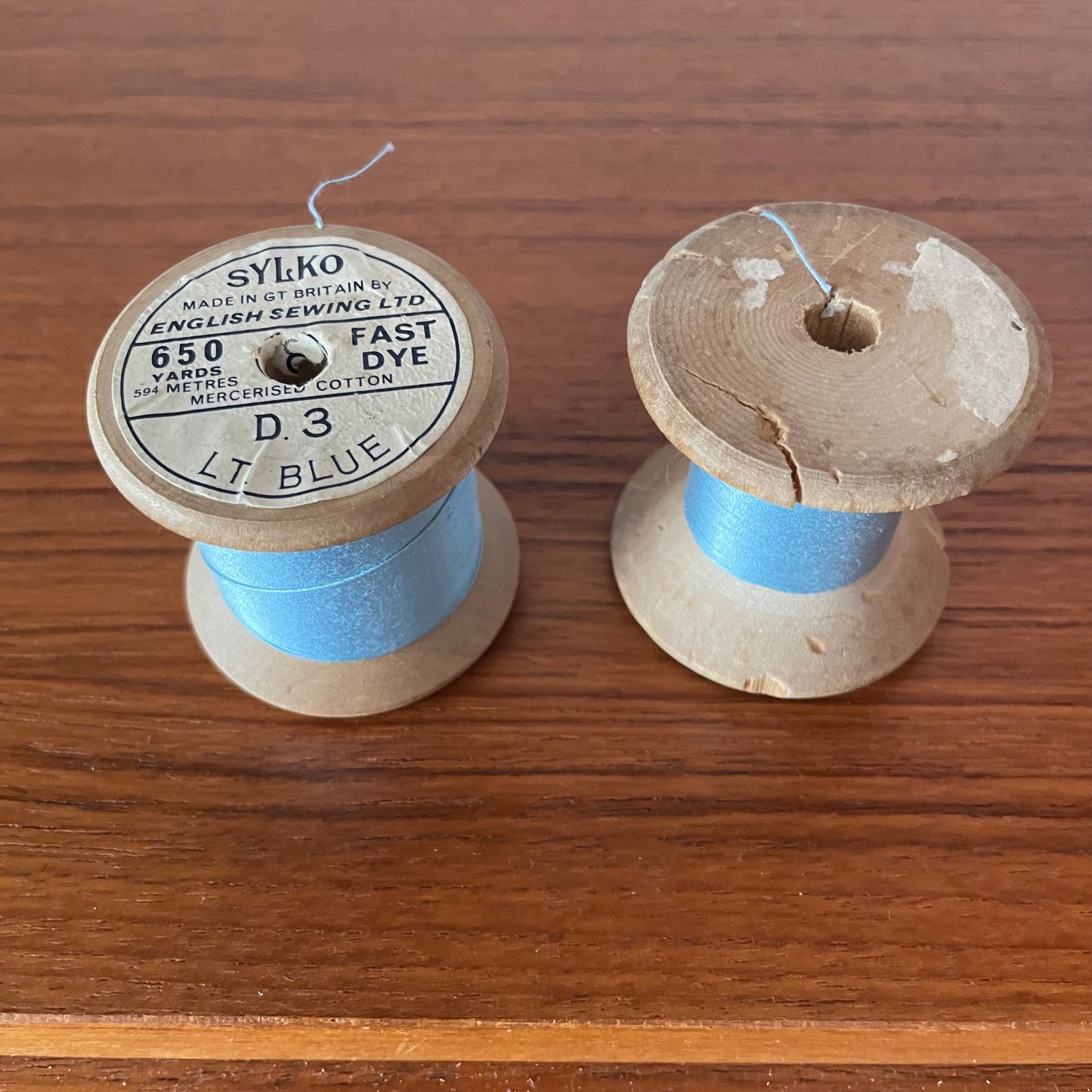 Thread Vintage Sylko 36 Machine Twist Thread Reels x2 Light Blue. D3. Made in Great Britain.