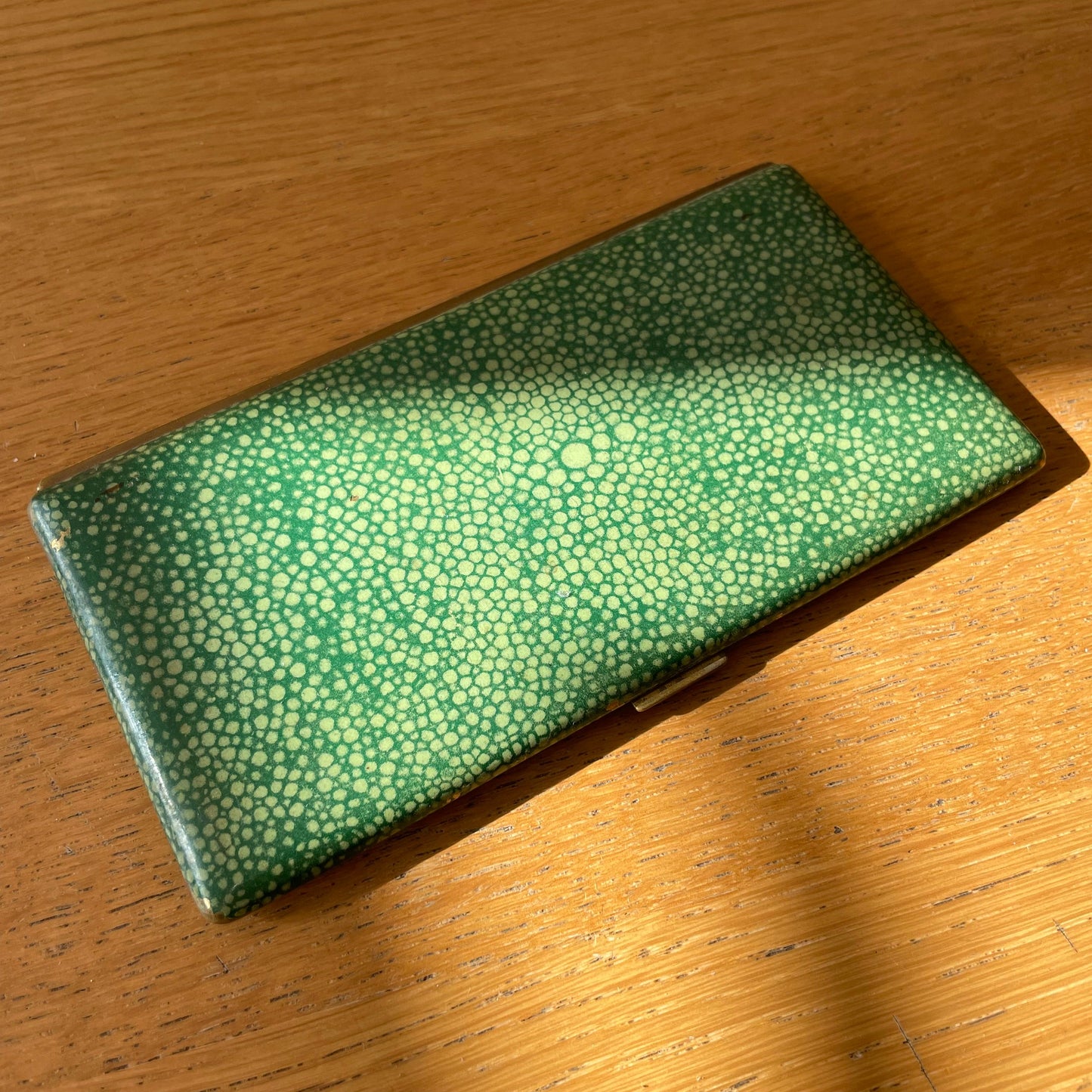 Stunning Art Deco Cigarette Case in Green Shagreen Pattern