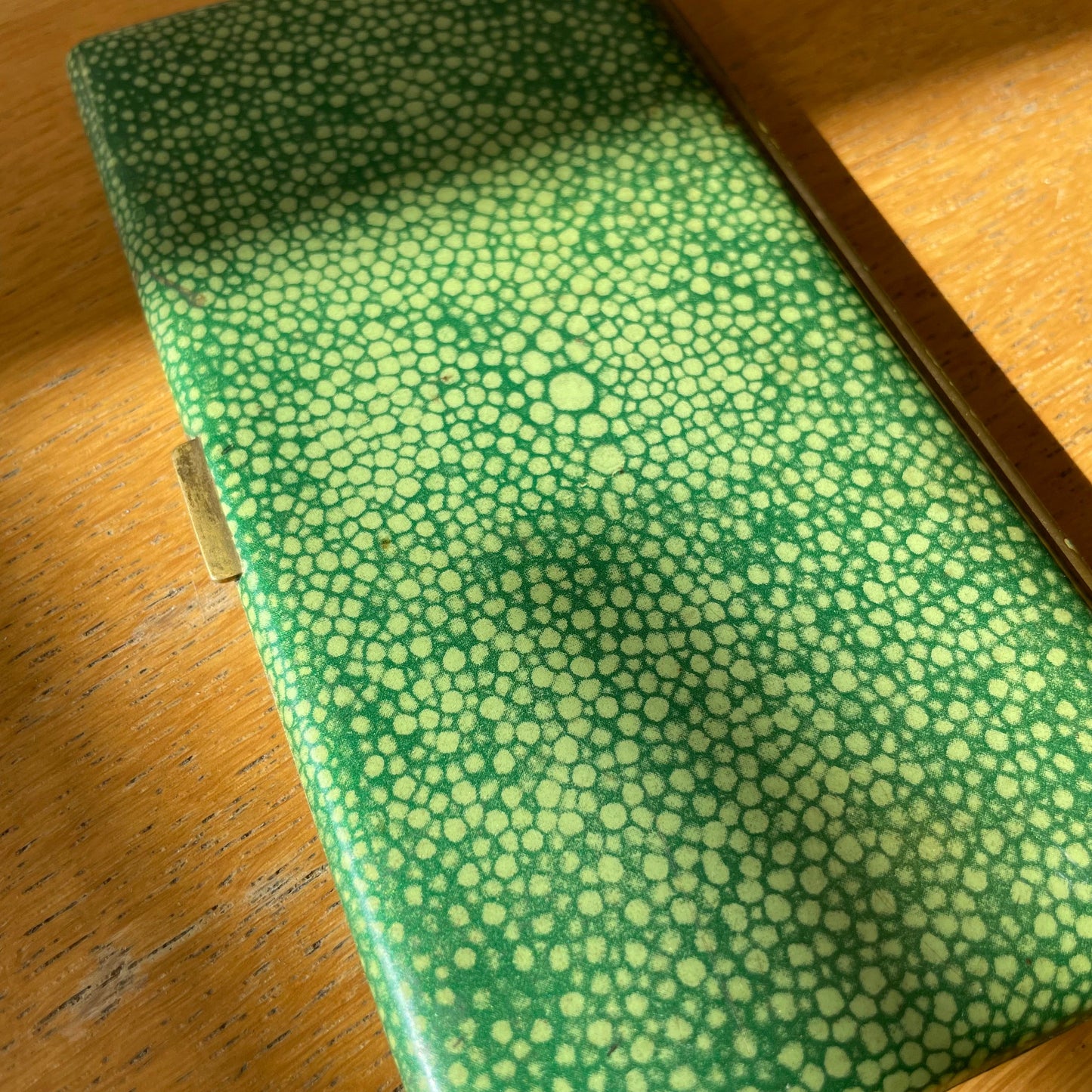 Stunning Art Deco Cigarette Case in Green Shagreen Pattern