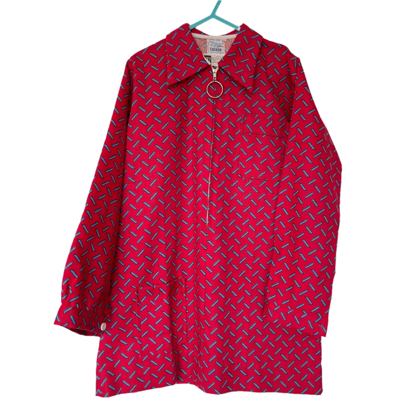 Vintage Children's Dress Cuckoo Red 100% Cotton Long Sleeve Dress