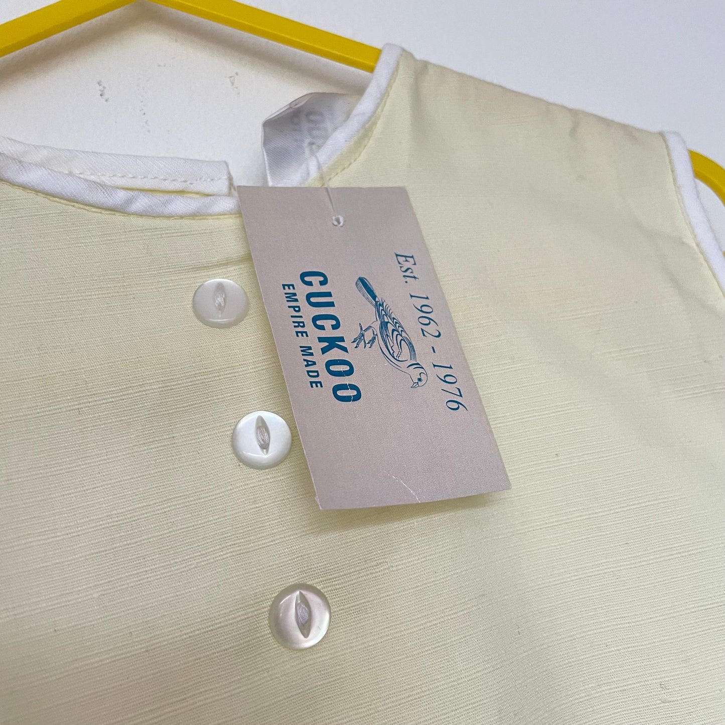 Vintage Children's Dress Cuckoo Empire Pale Yellow Cotton 612 Month