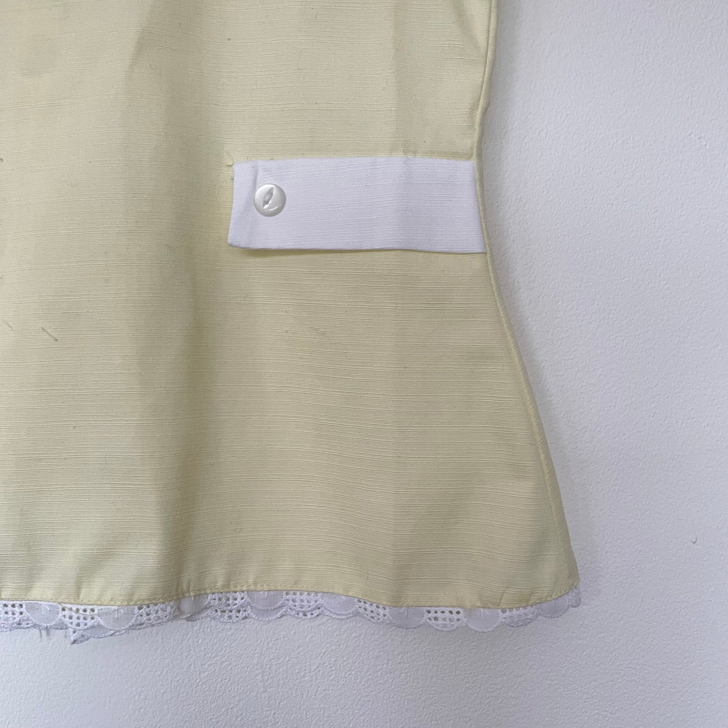 Vintage Children's Dress Cuckoo Empire Pale Yellow Cotton 612 Month