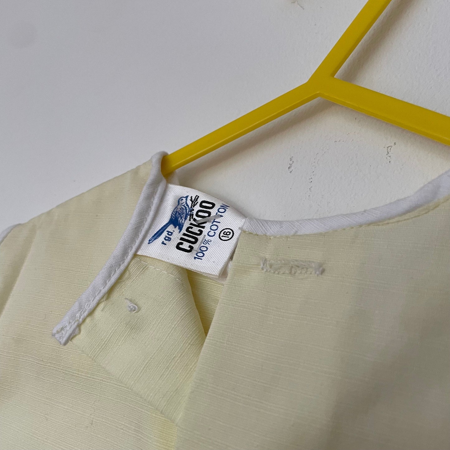 Vintage Children's Dress Cuckoo Empire Pale Yellow Cotton 612 Month