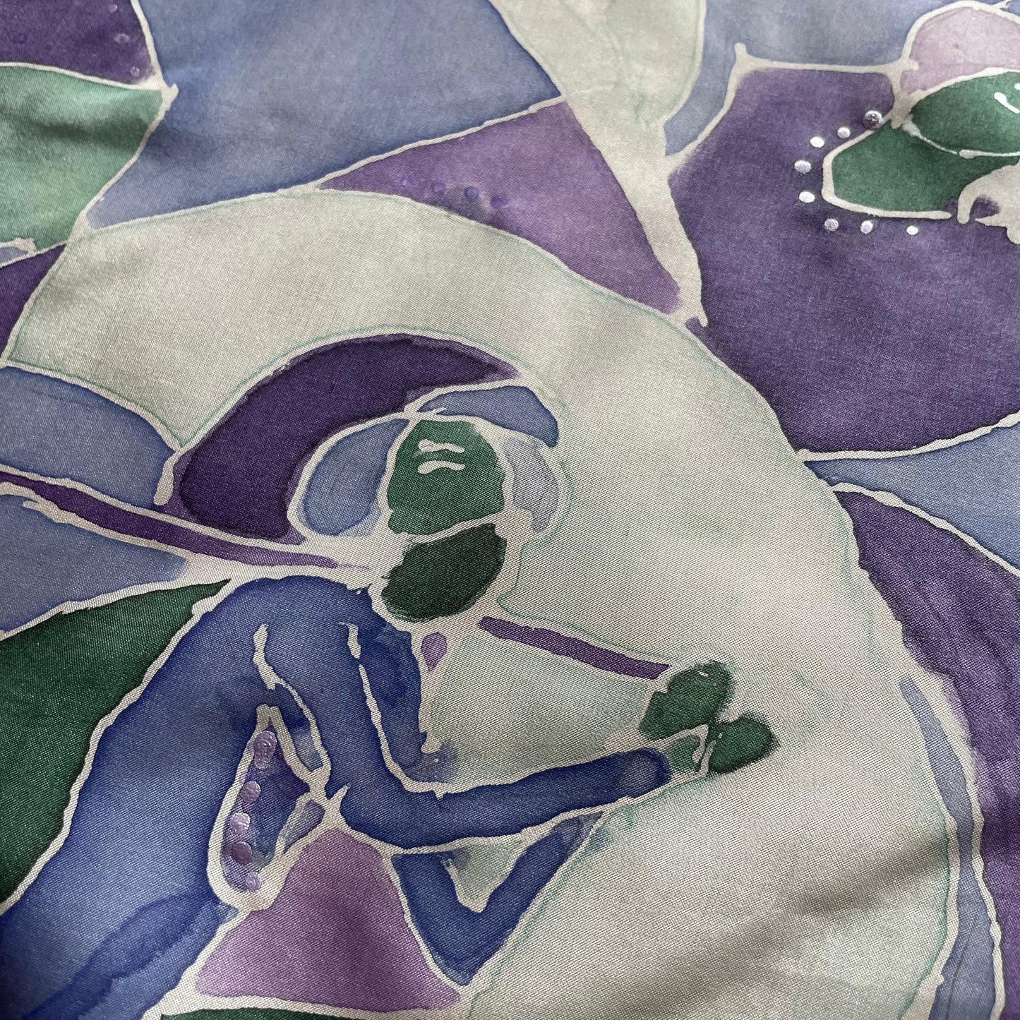 Vintage Silk Scarf in Purple White and Green by Moses Jones London