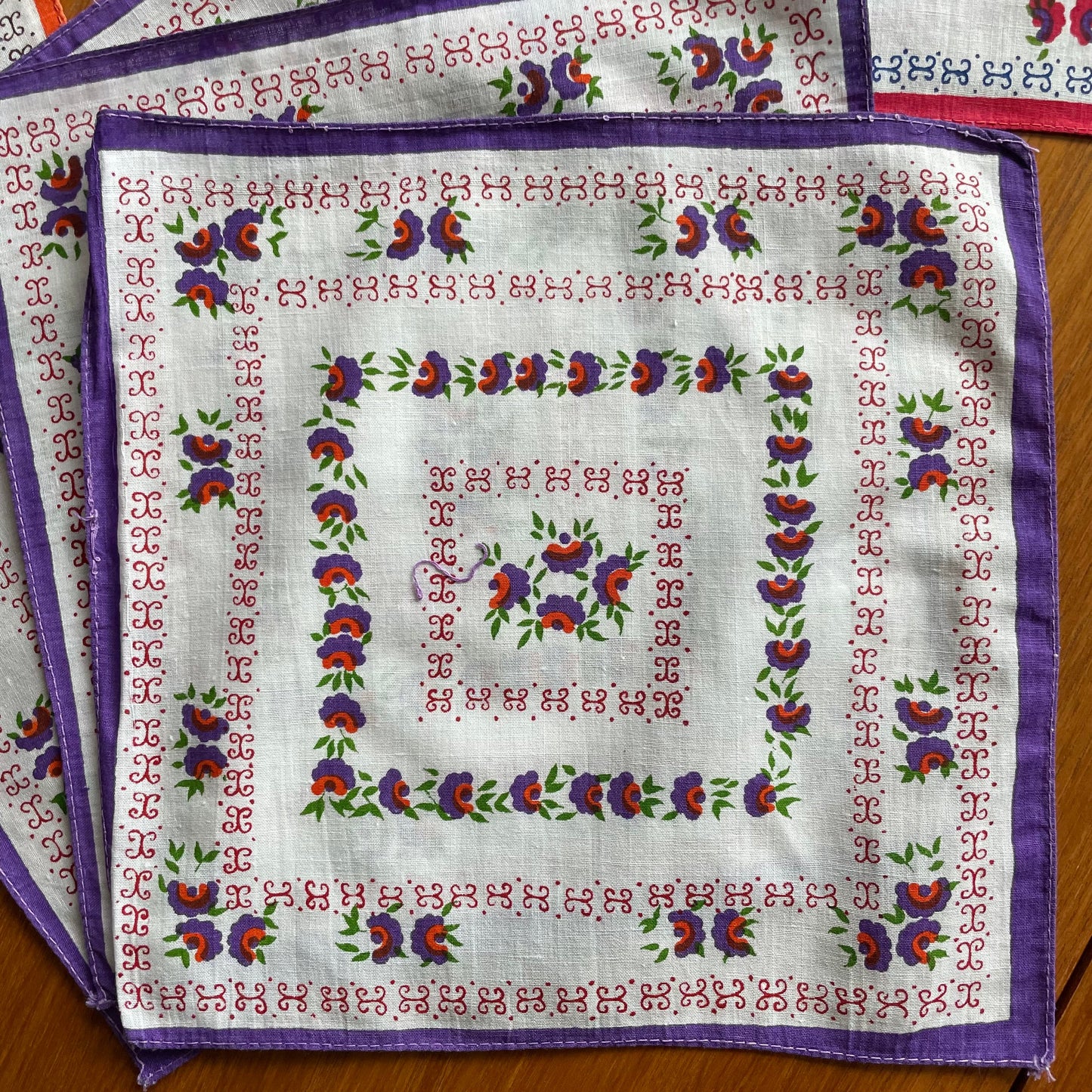 Handkerchiefs Vintage Job Lot 12 Square Floral Patterns in Bright Colours