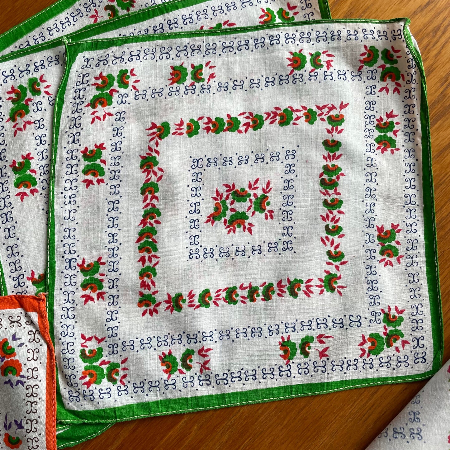 Handkerchiefs Vintage Job Lot 12 Square Floral Patterns in Bright Colours