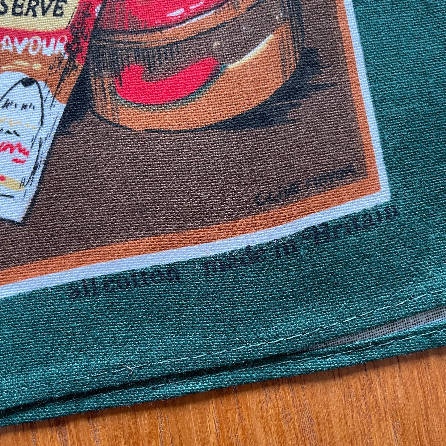 Tea Towel Vintage Park Hampers Green and Cream Design