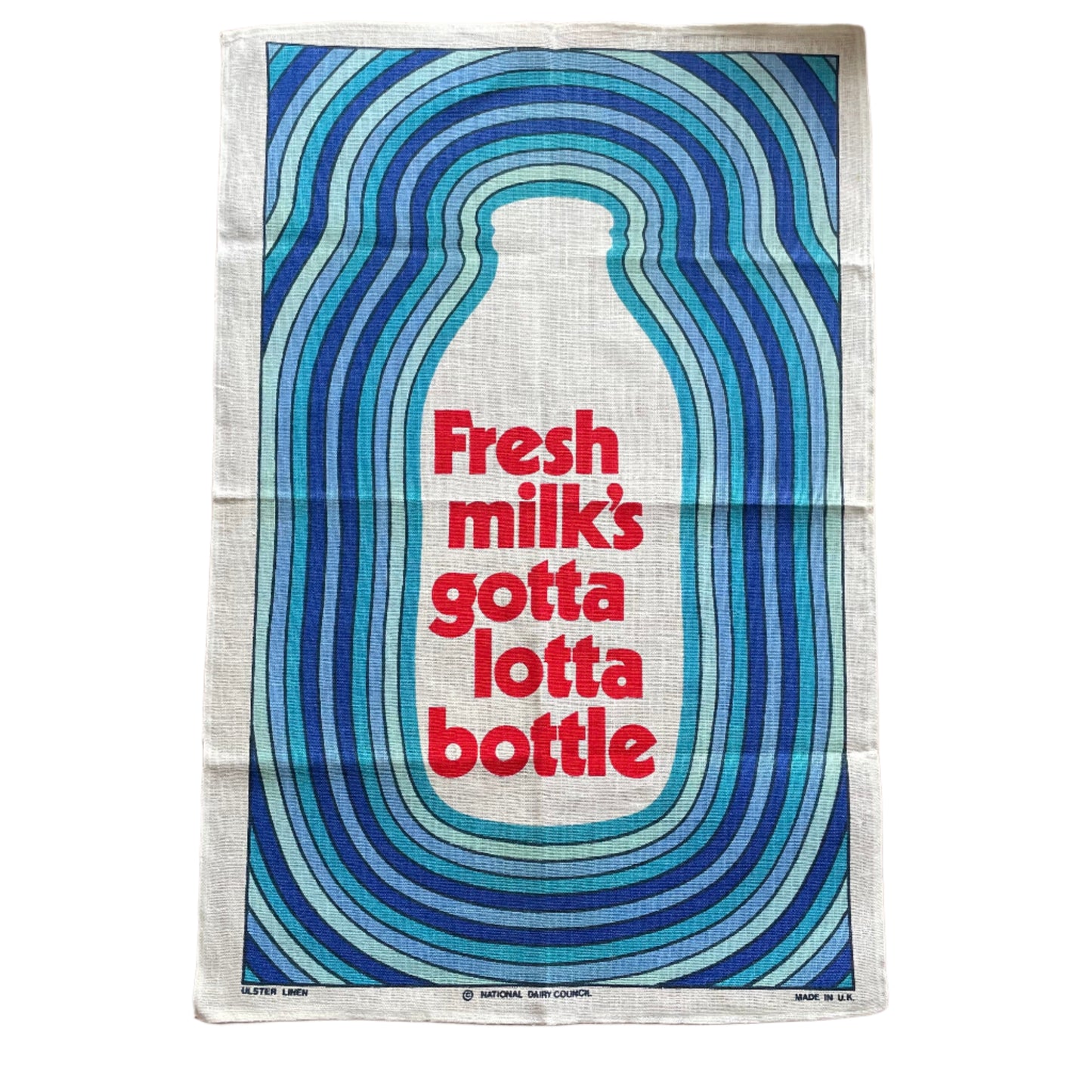 Vintage Tea Towel Irish Milk National Dairy Council Linen