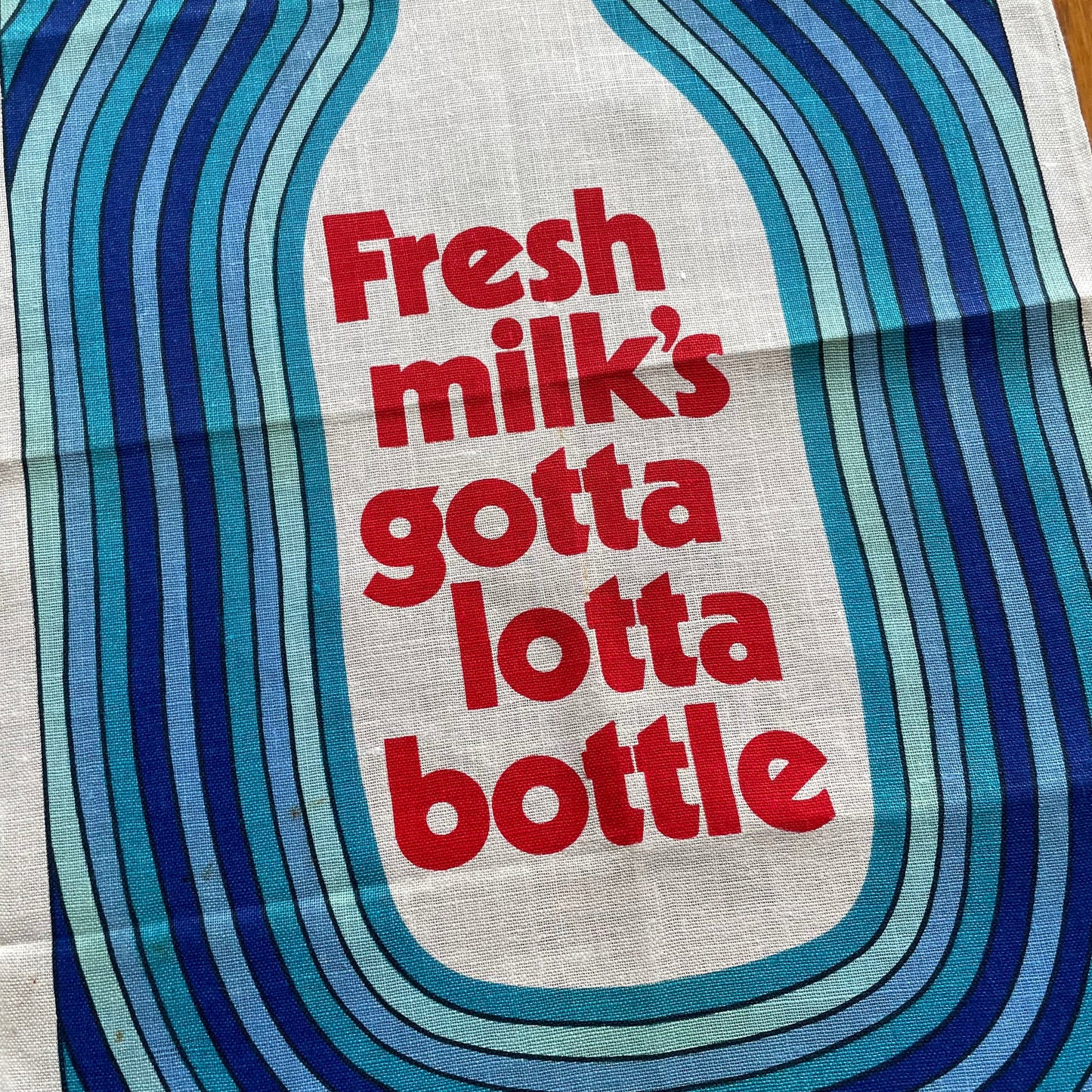 Vintage Irish Milk Tea Towel, Ulster Linen, Blue and Red