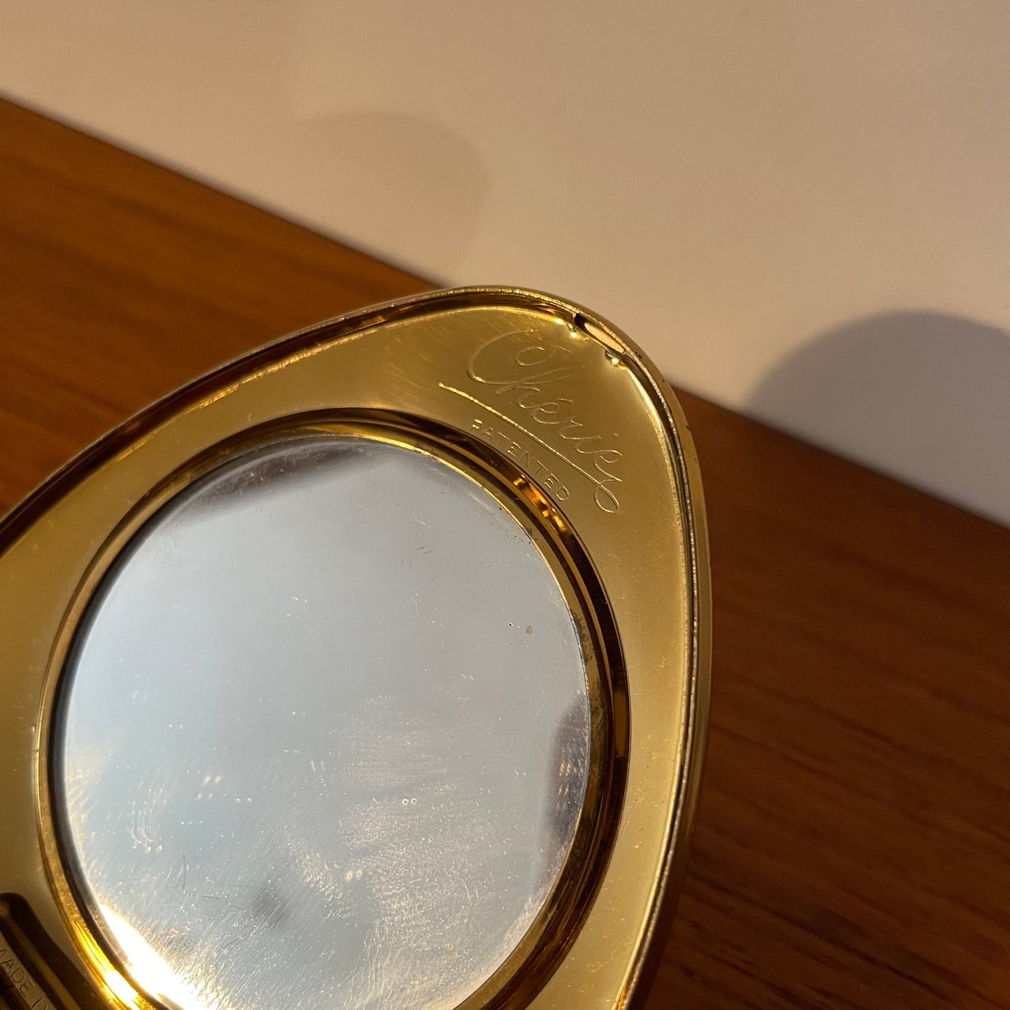 Compact Vintage Kigu Heart Shaped Gold Tone Patterned with Mirror Intact