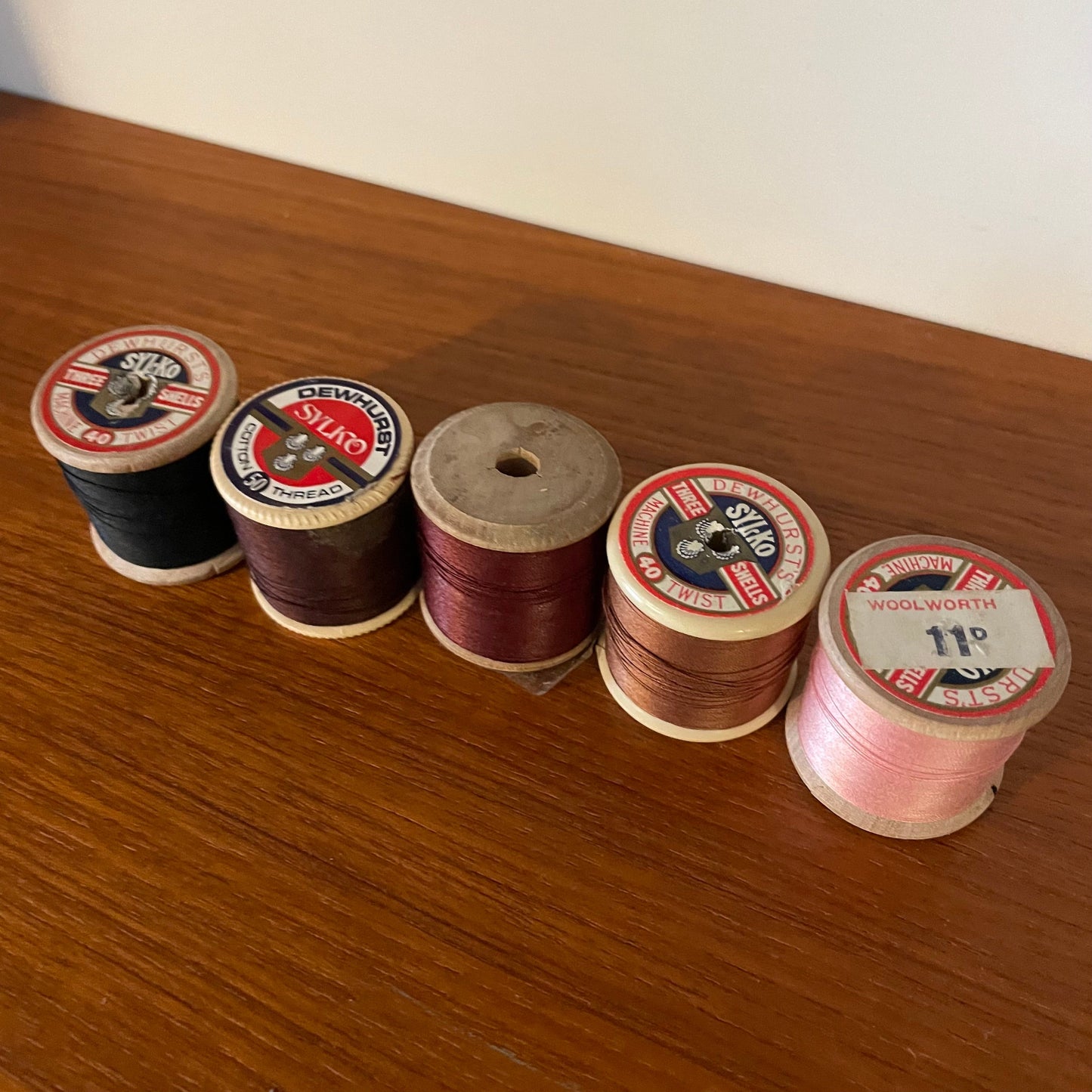 Threads Vintage Job Lot 5x Sylko Browns and Pink Sewing Thread