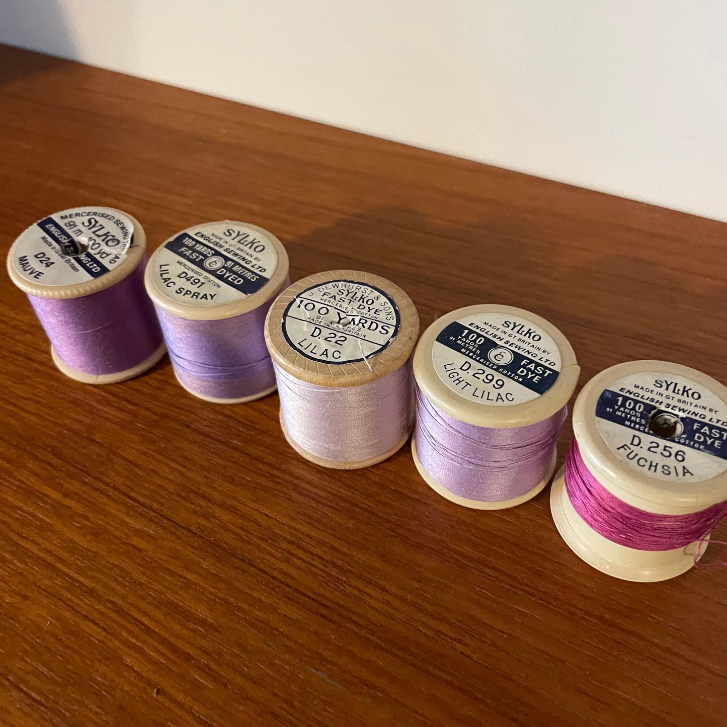 Threads Vintage Job Lot Sylko x5 Lilac and Pink Sewing Threads