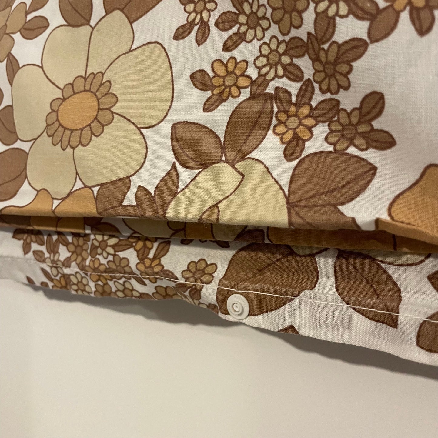Fabric Vintage St Michael Floral Brown and White Duvet Cover