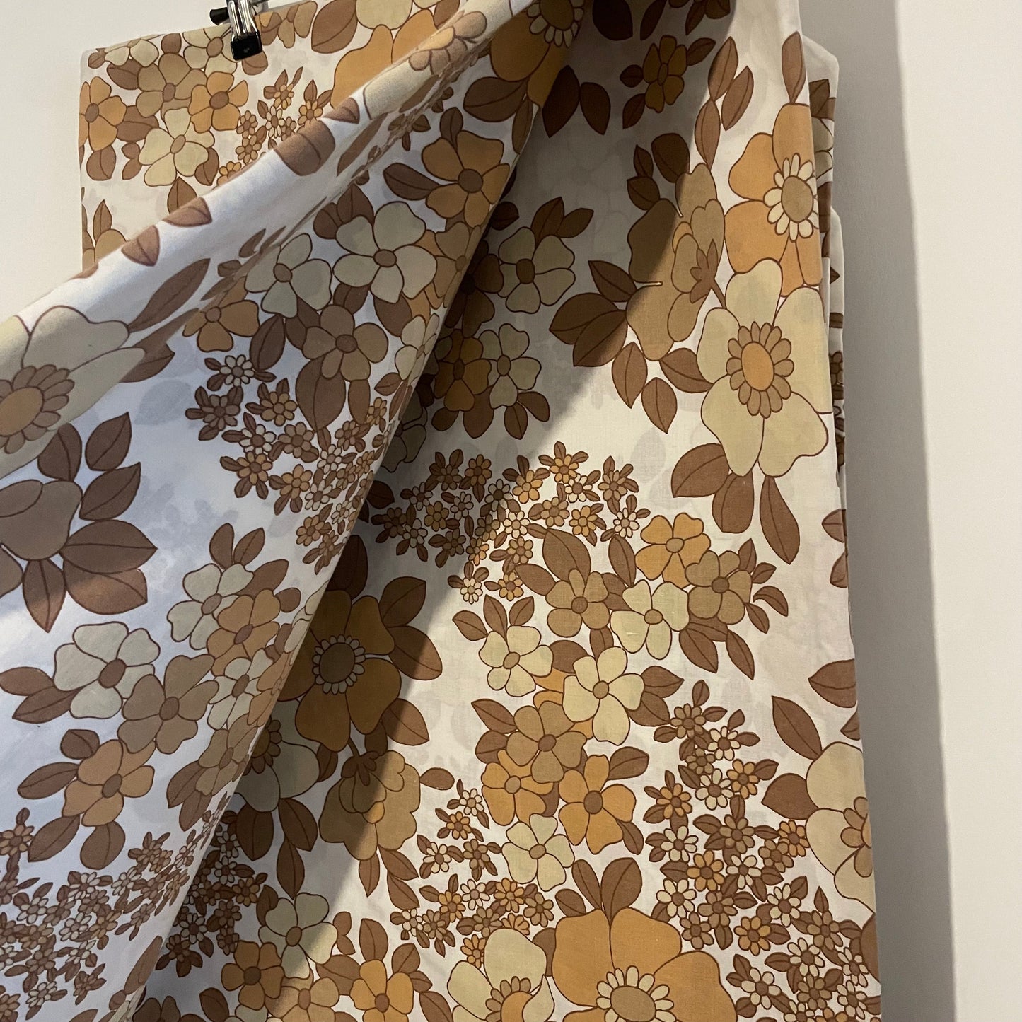 Fabric Vintage St Michael Floral Brown and White Duvet Cover