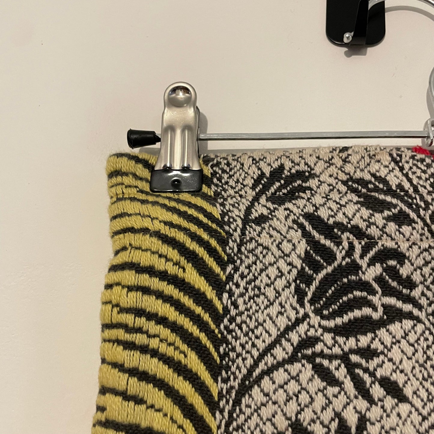 Vintage Red Grey Yellow Tiger Stripe Floral Curtain Panel