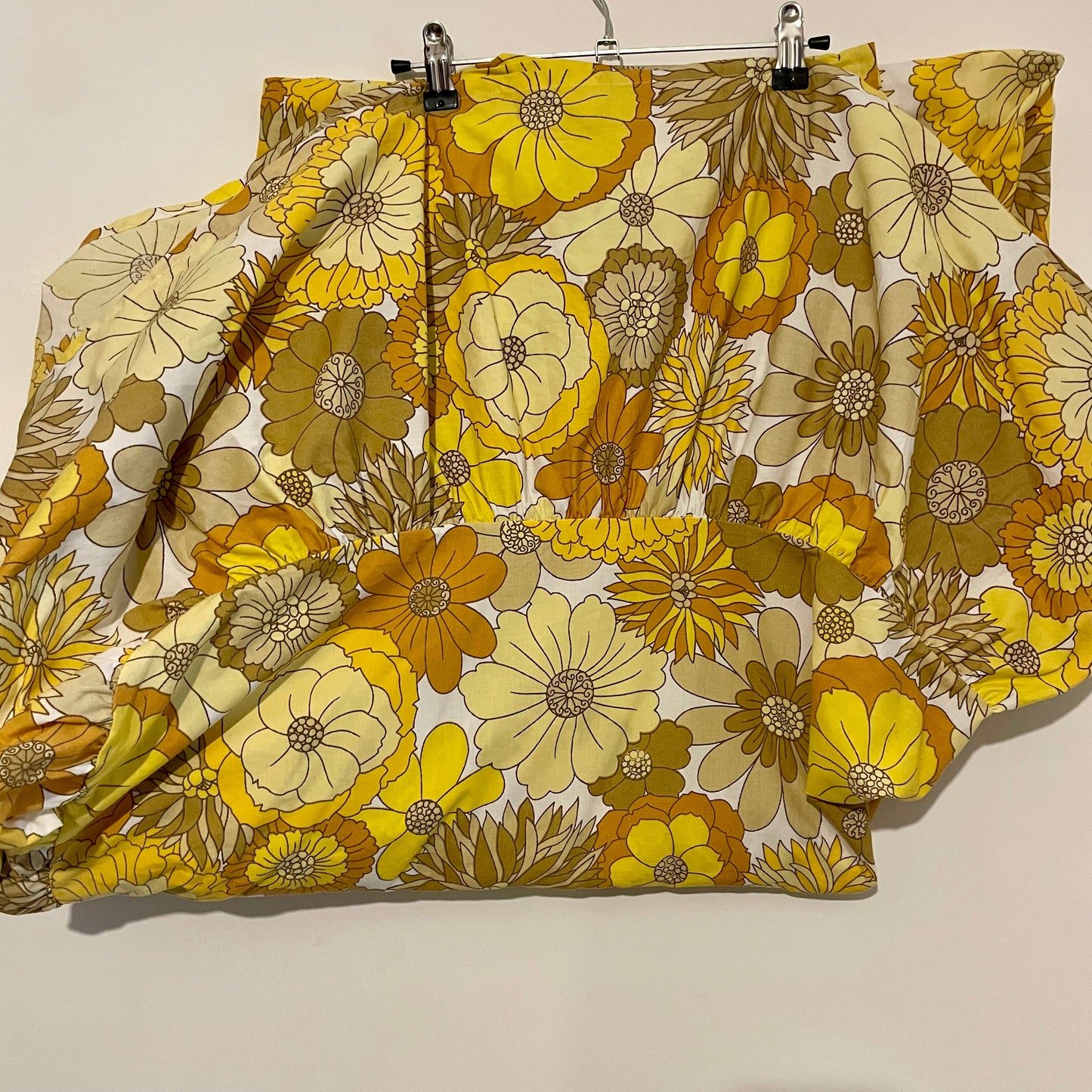 Fabric Vintage St Michael Floral Yellow and Orange 70s Bed Valance