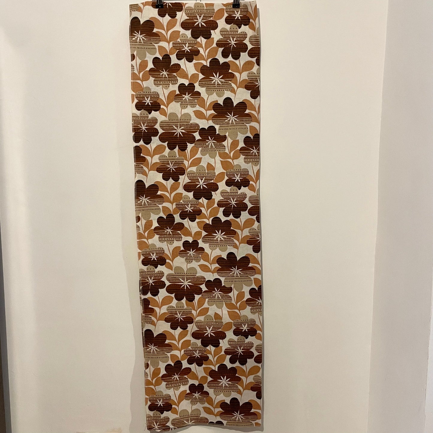 Vintage White and Brown Floral Thick Stripe Patterned Fabric