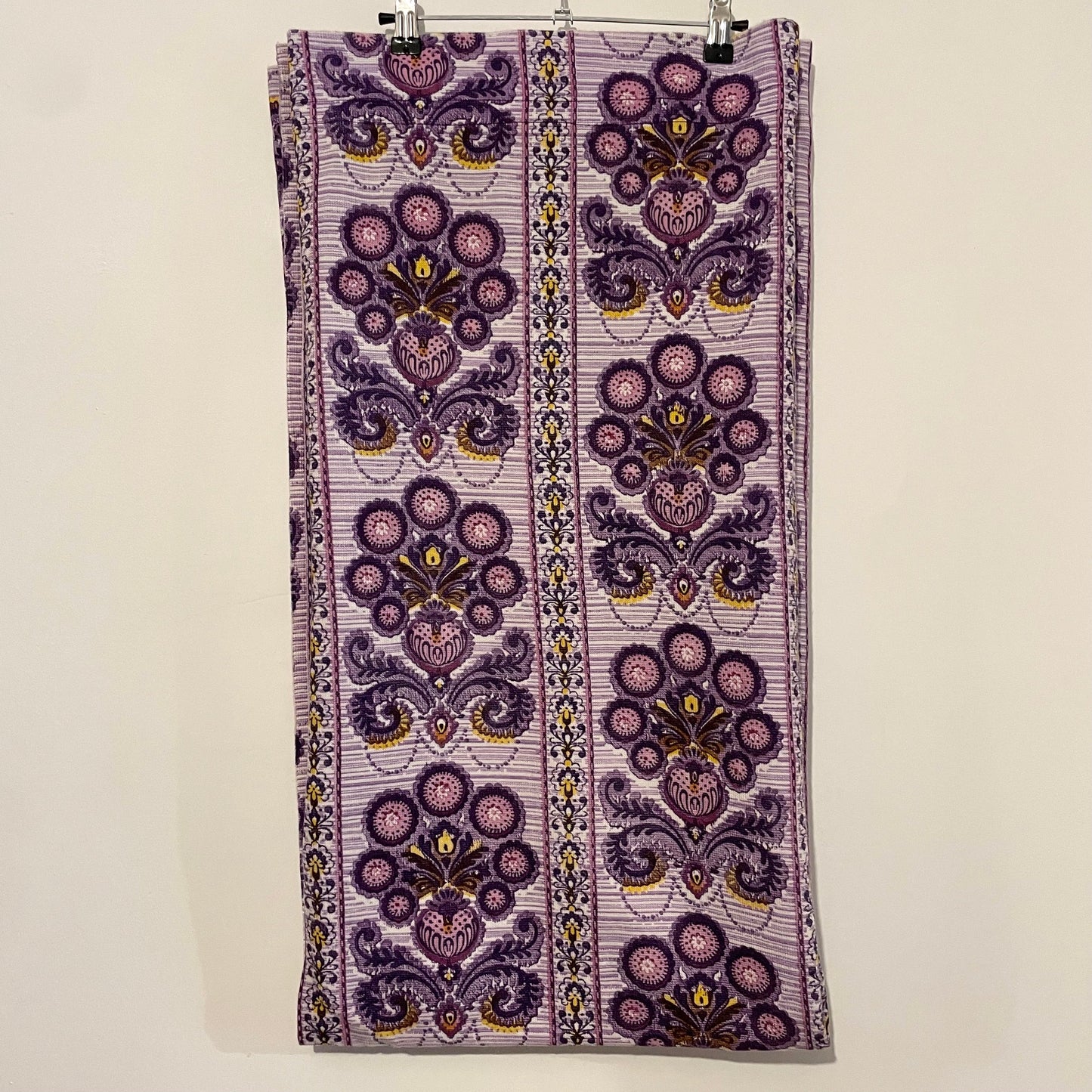 Fabric Vintage Patterned Floral Purple 70s Curtain Panel