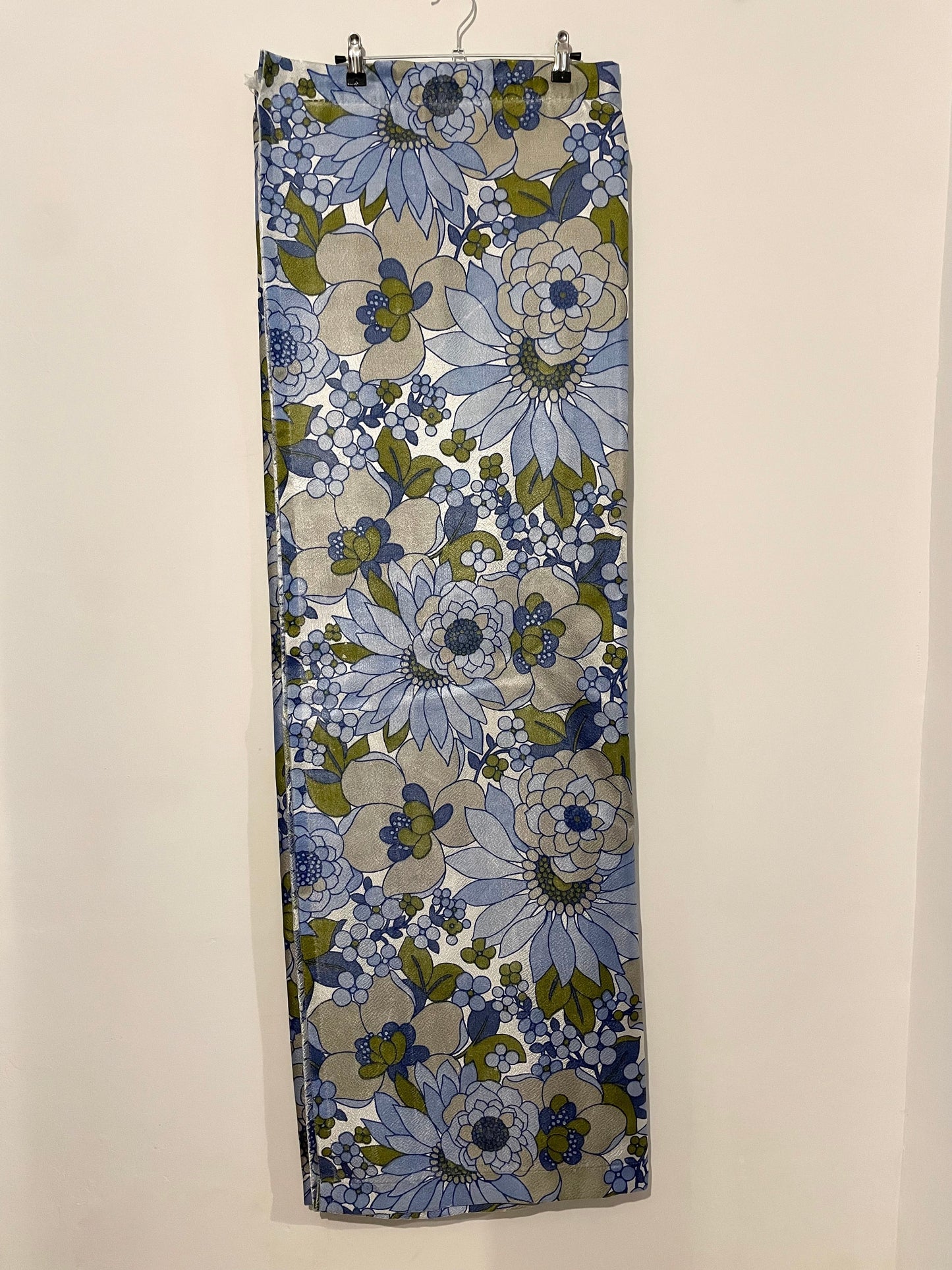 Vintage Blue Floral Shimmer Curtain Panel for Home Décor