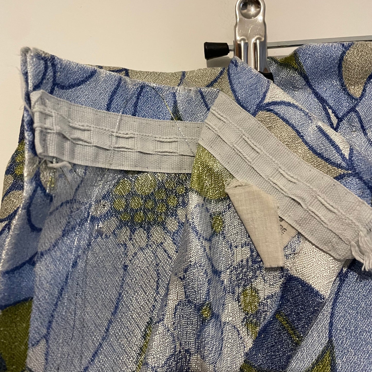Vintage Blue Floral Shimmer Curtain Panel for Home Décor