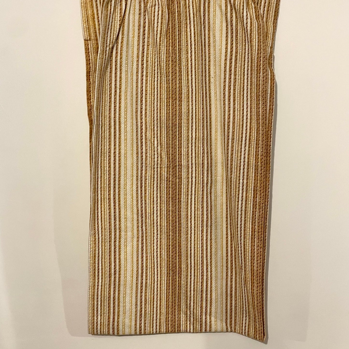Fabric Vintage Brown and Yellow Thick Striped Curtain Panel