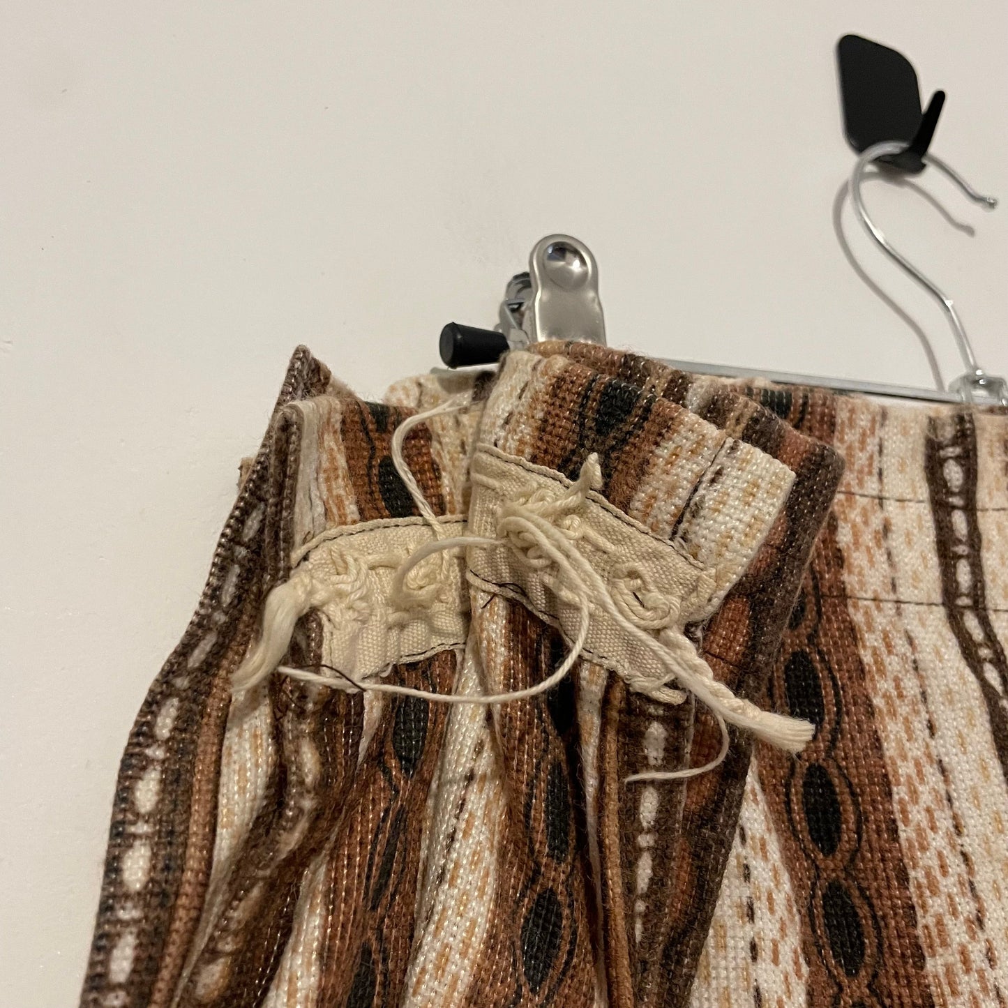 Fabric Vintage Brown and Neutral Stripe Spot Striped Curtain Panel