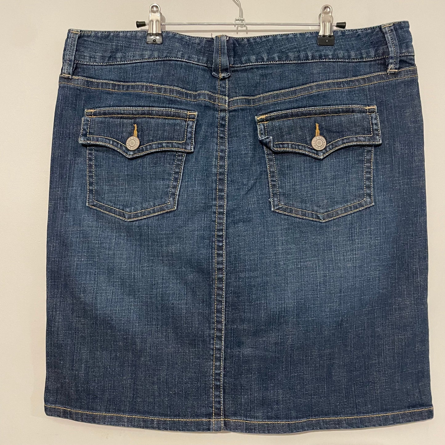 Denim Skirt Mid Length Old Navy Low Waist Dark Wash Size 16