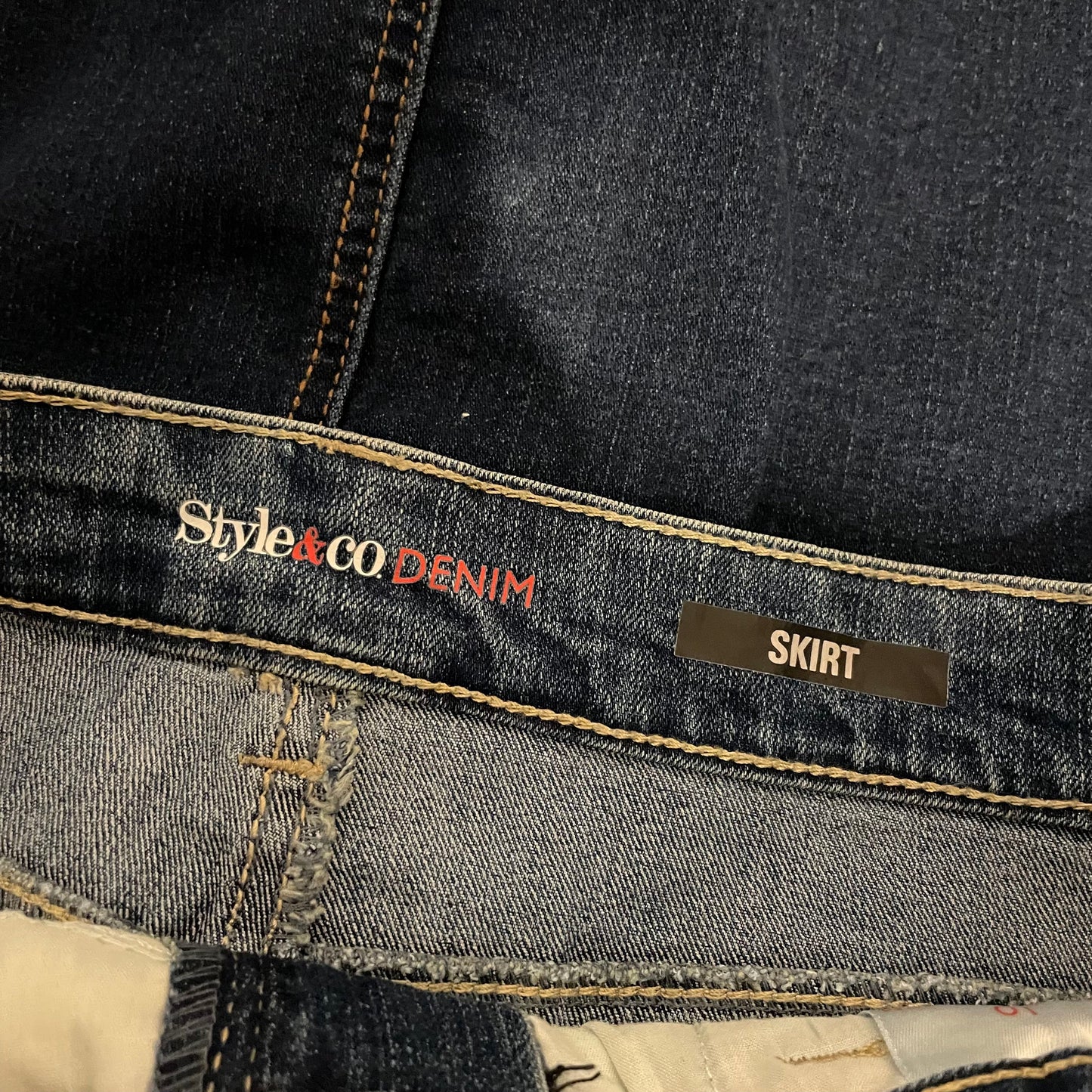 Denim Skirt Mid Length Style & Co Denim Blue Size 16